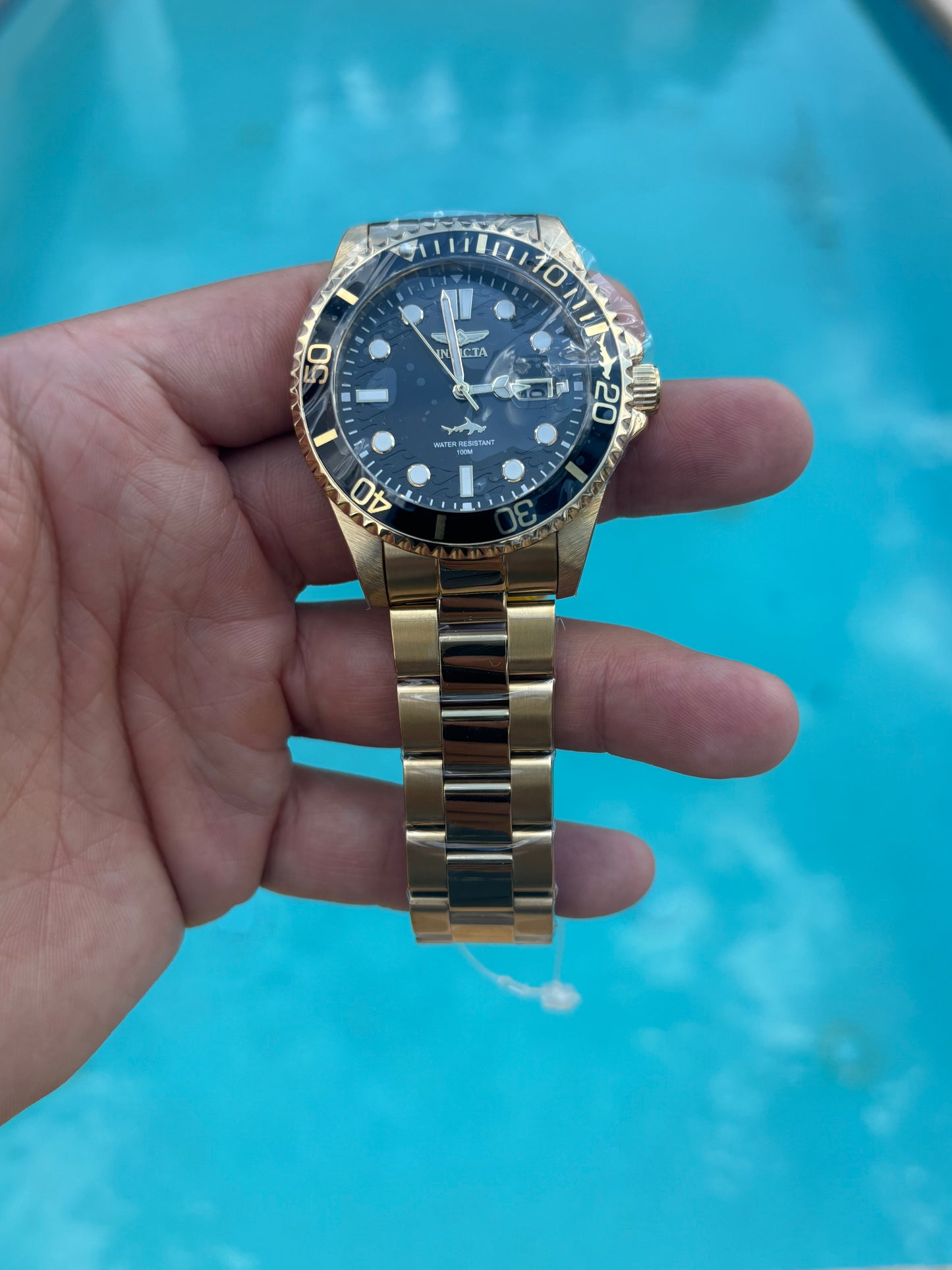 Invicta Pro Diver Men’s Watch – 43mm, Gold-Tone Stainless Steel, Black Dial (30026)
