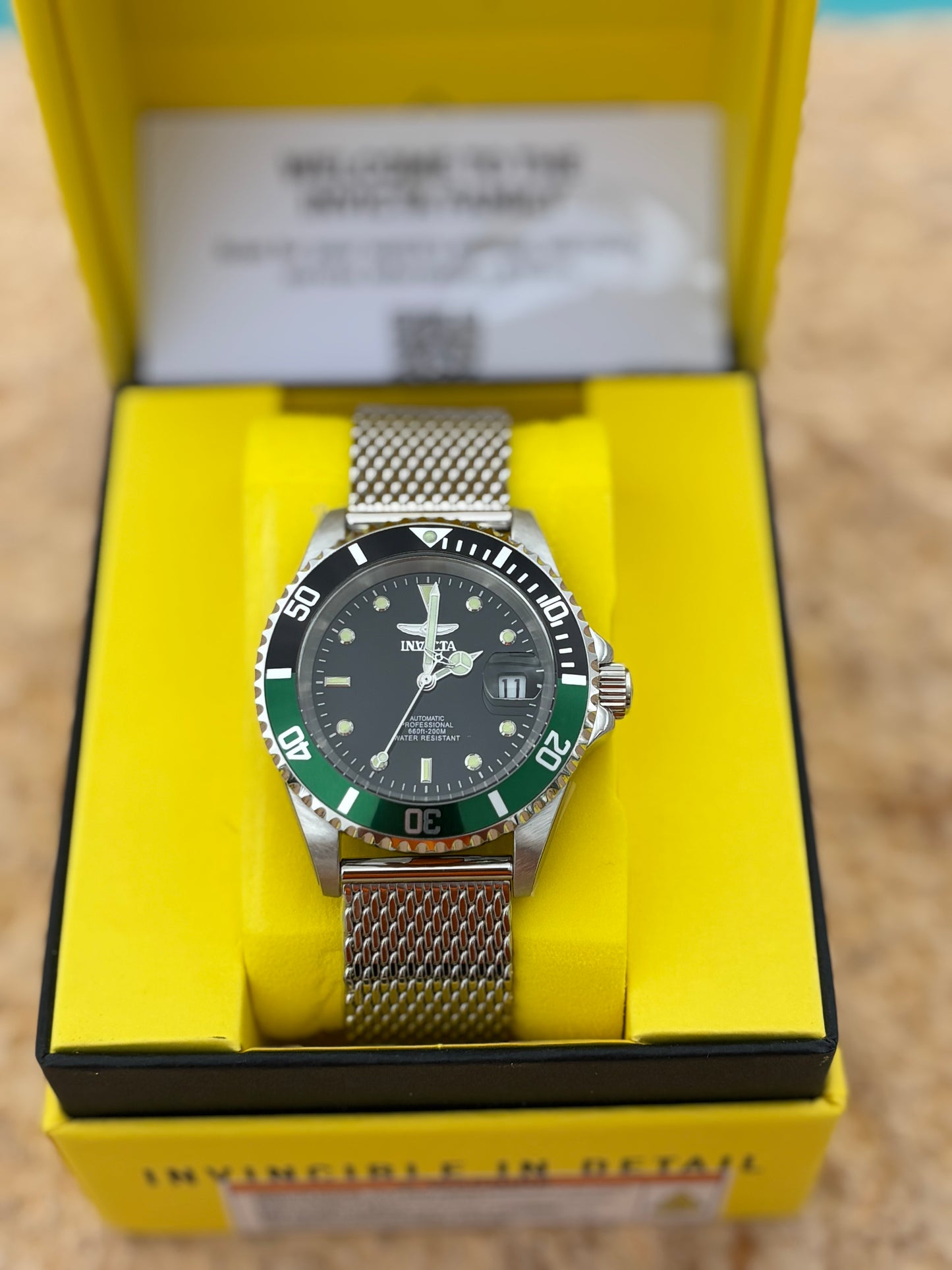 Invicta Pro Diver 48072 “Sprite” — Automatic 40mm Diver • Exhibition Back • 200M WR • Stainless Steel • Free Shipping