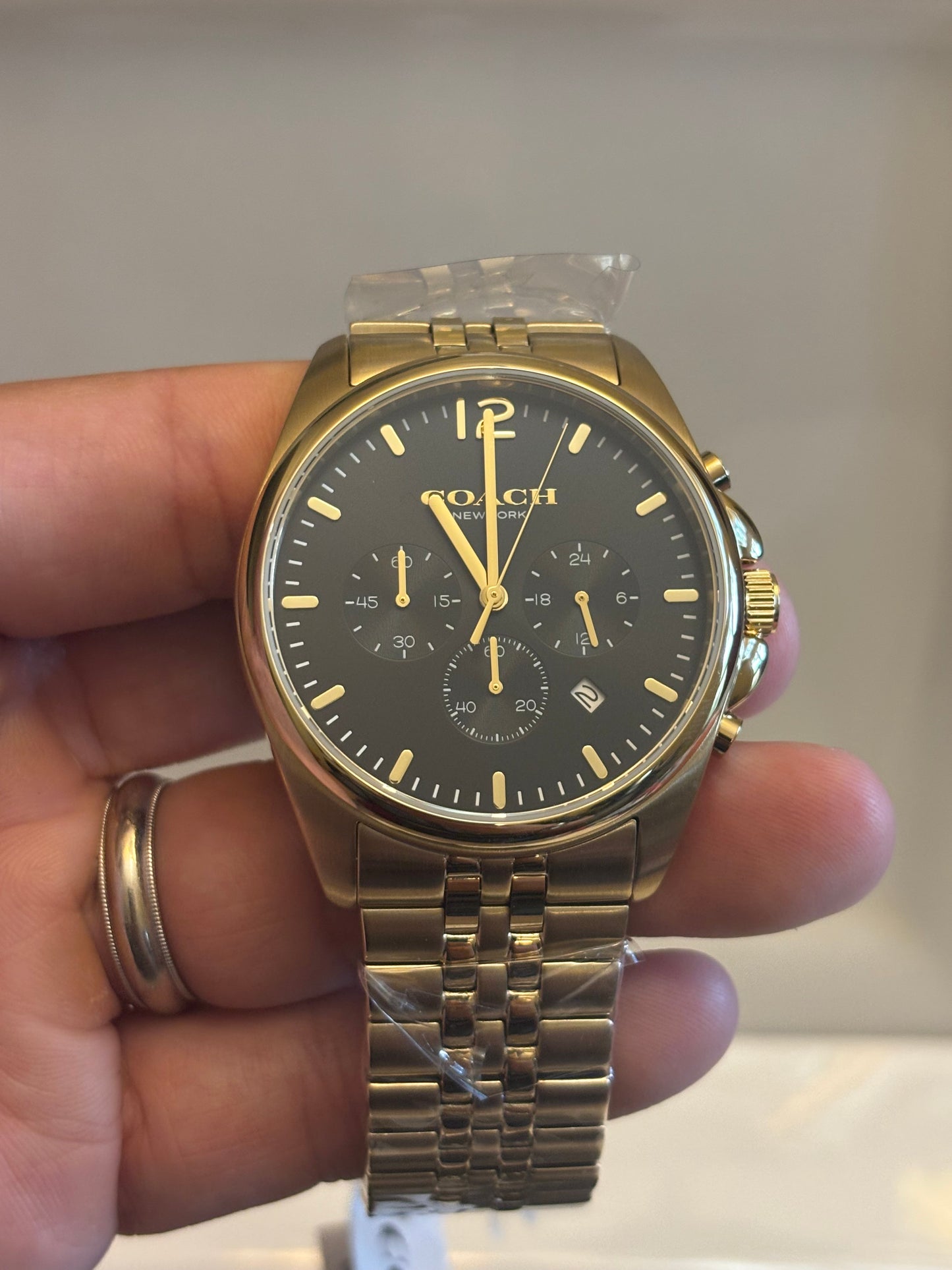 Coach Lexington Chronograph Men’s Gold Stainless Steel Black Dial Watch 14602657
