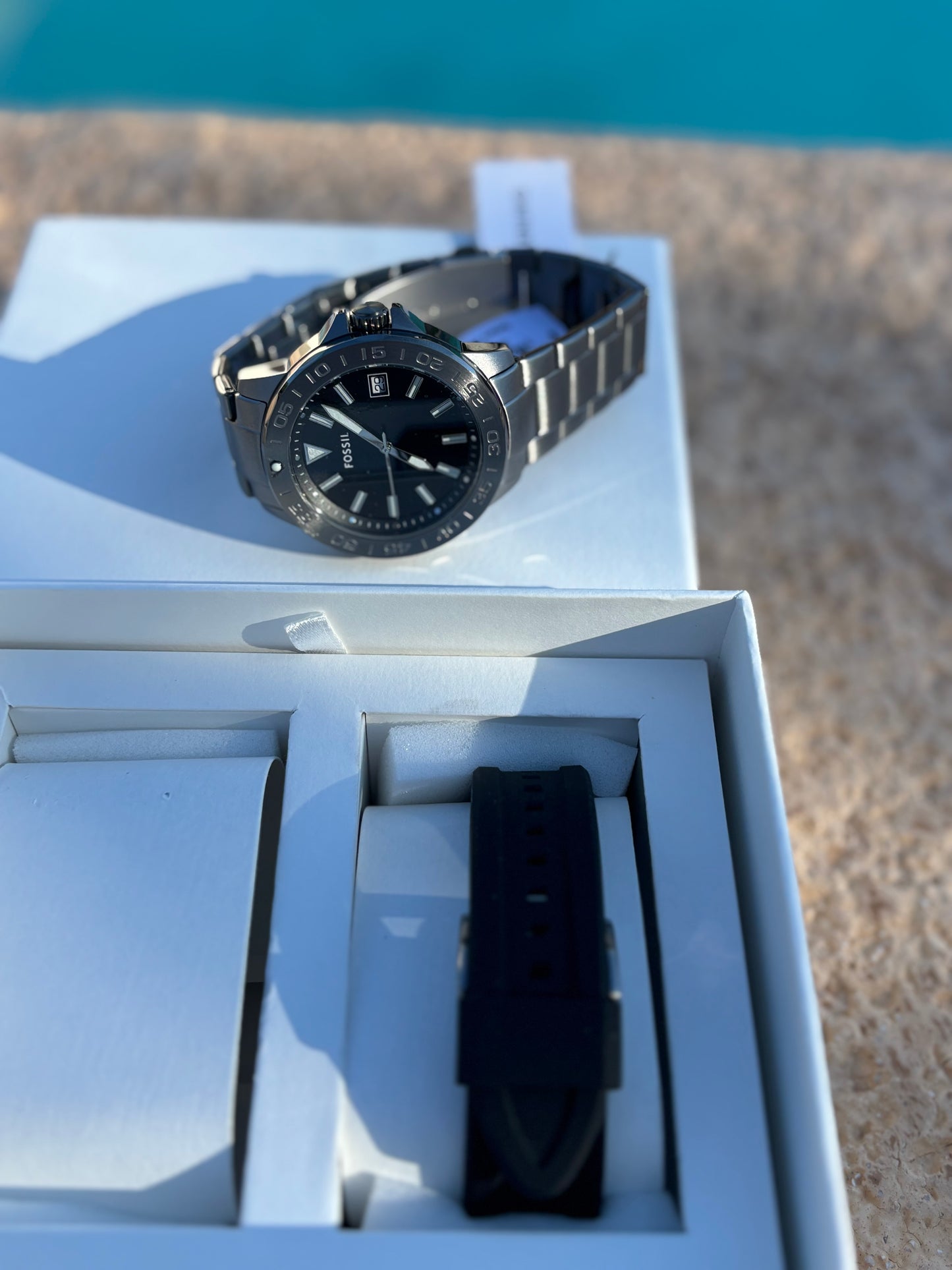 Fossil Bannon BQ2785SET Watch + Extra Strap Box Set — Smoke Stainless — Free Shipping