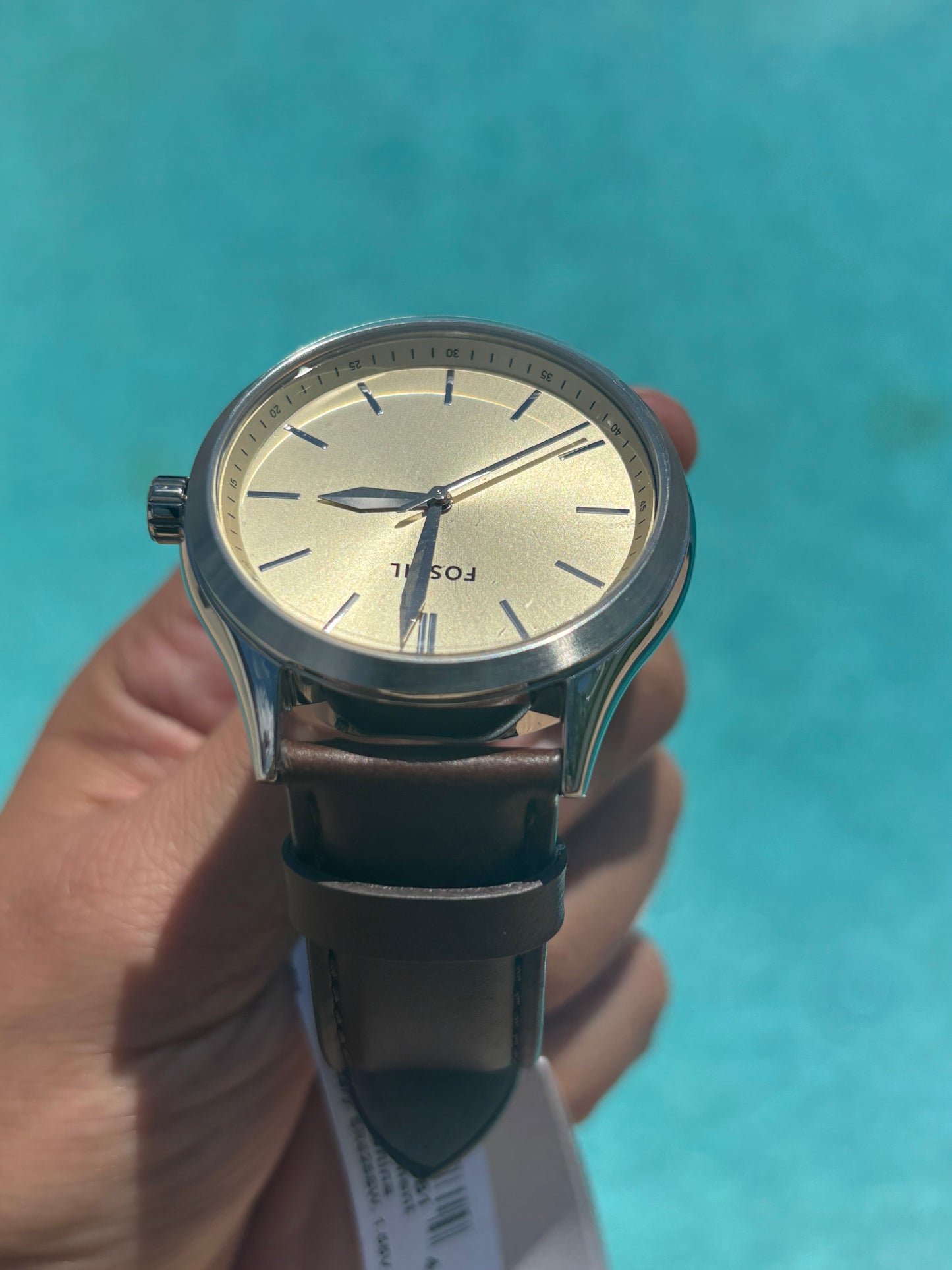 Fossil Fenmore BQ2865 – 44mm Cream Dial, Brown Leather, Quartz Three-Hand
