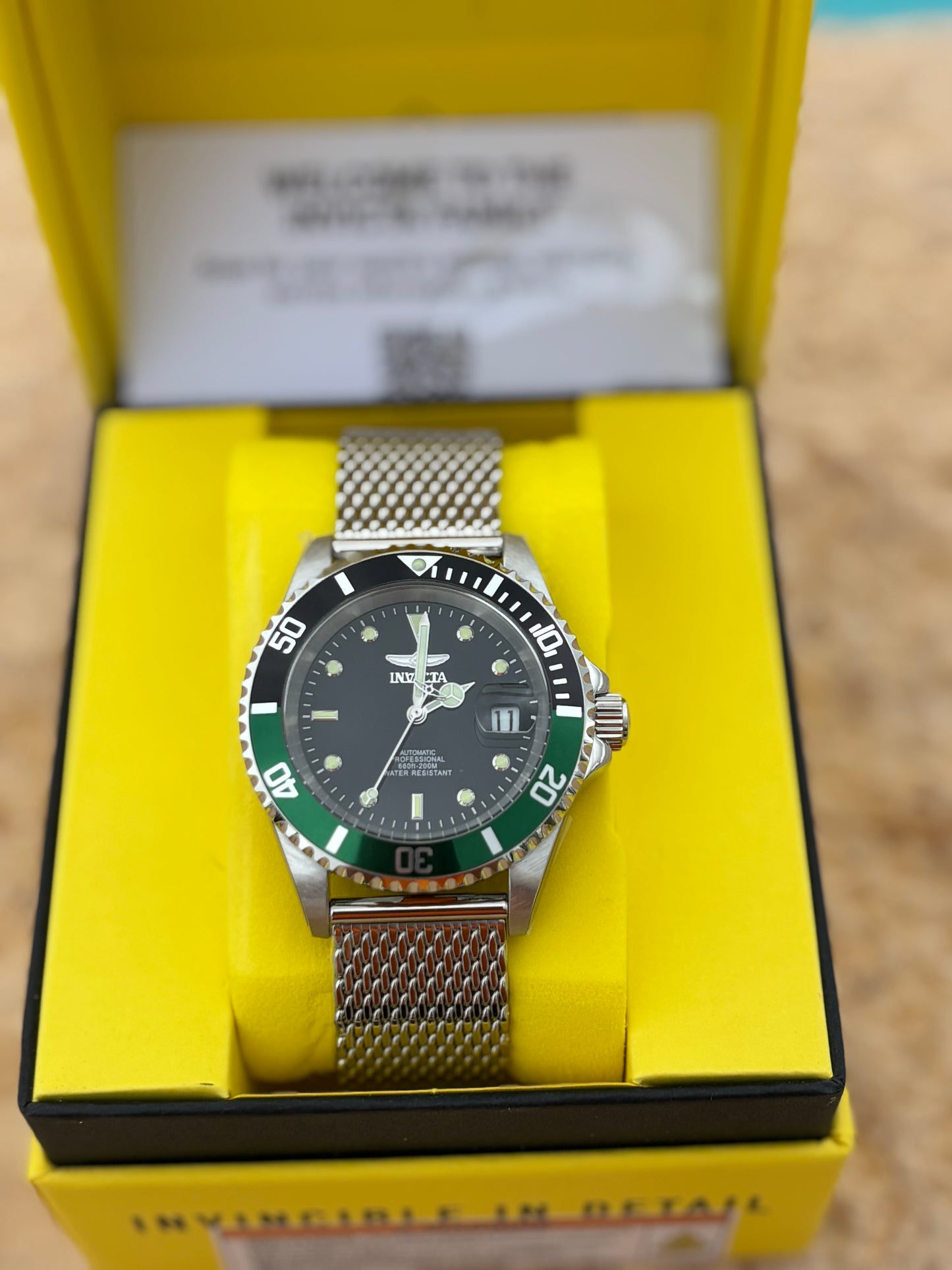 Invicta Pro Diver 48072 “Sprite” — Automatic 40mm Diver • Exhibition Back • 200M WR • Stainless Steel • Free Shipping
