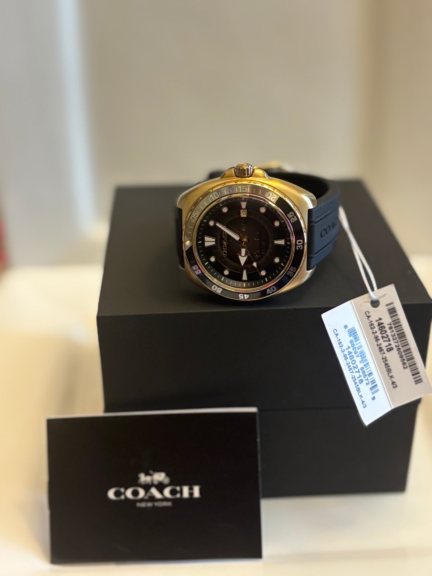 Coach Men’s Charter Automatic Black Silicone Strap Watch – 44 mm (14602718)