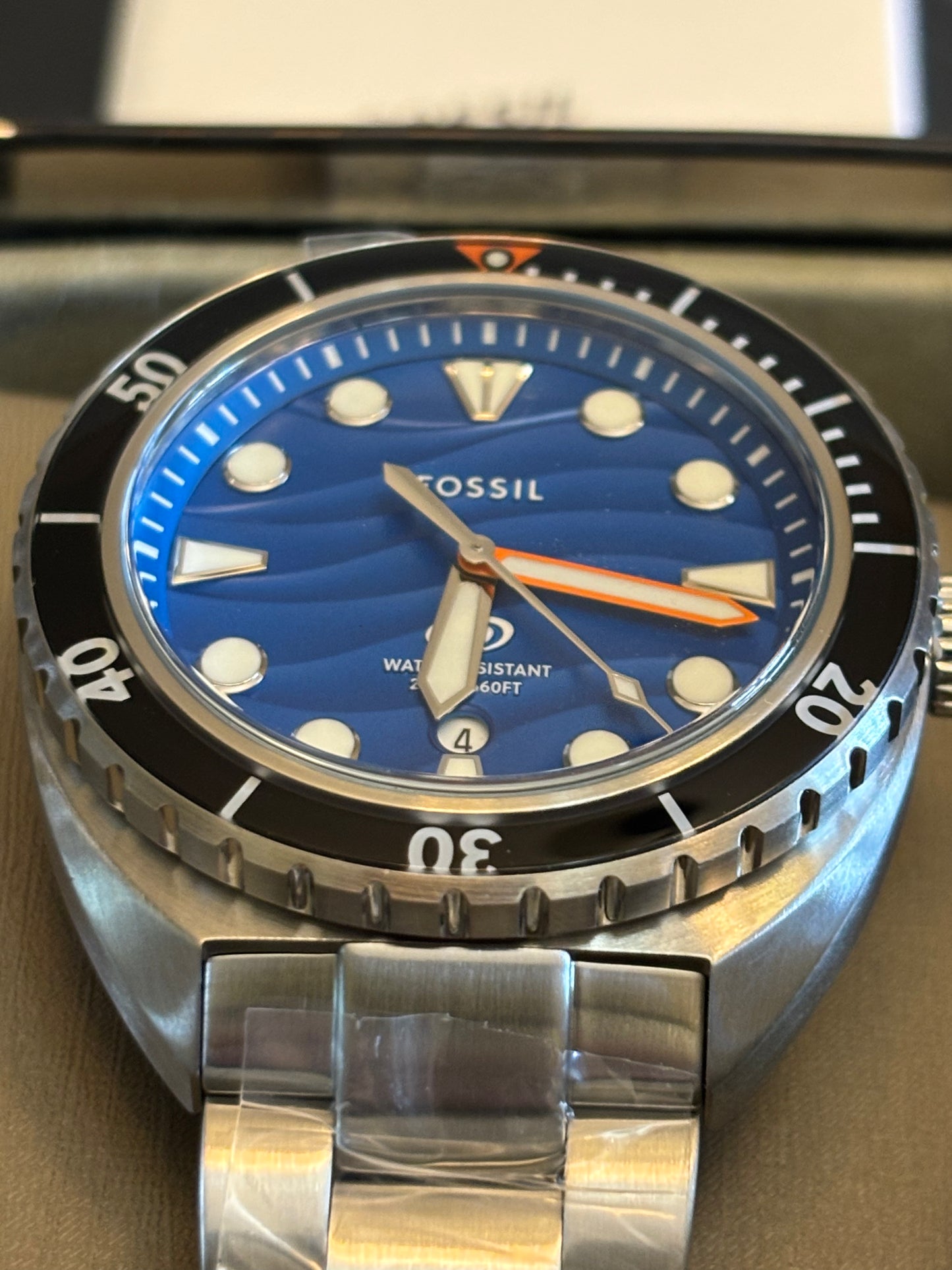 Fossil Breaker FS6064 – Blue Dial 42mm Dive-Style Watch • Free Shipping