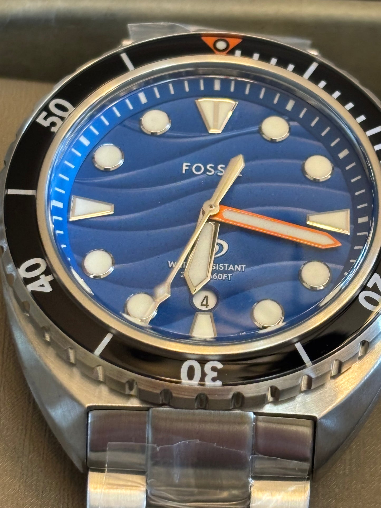 Fossil Breaker FS6064 – Blue Dial 42mm Dive-Style Watch • Free Shipping