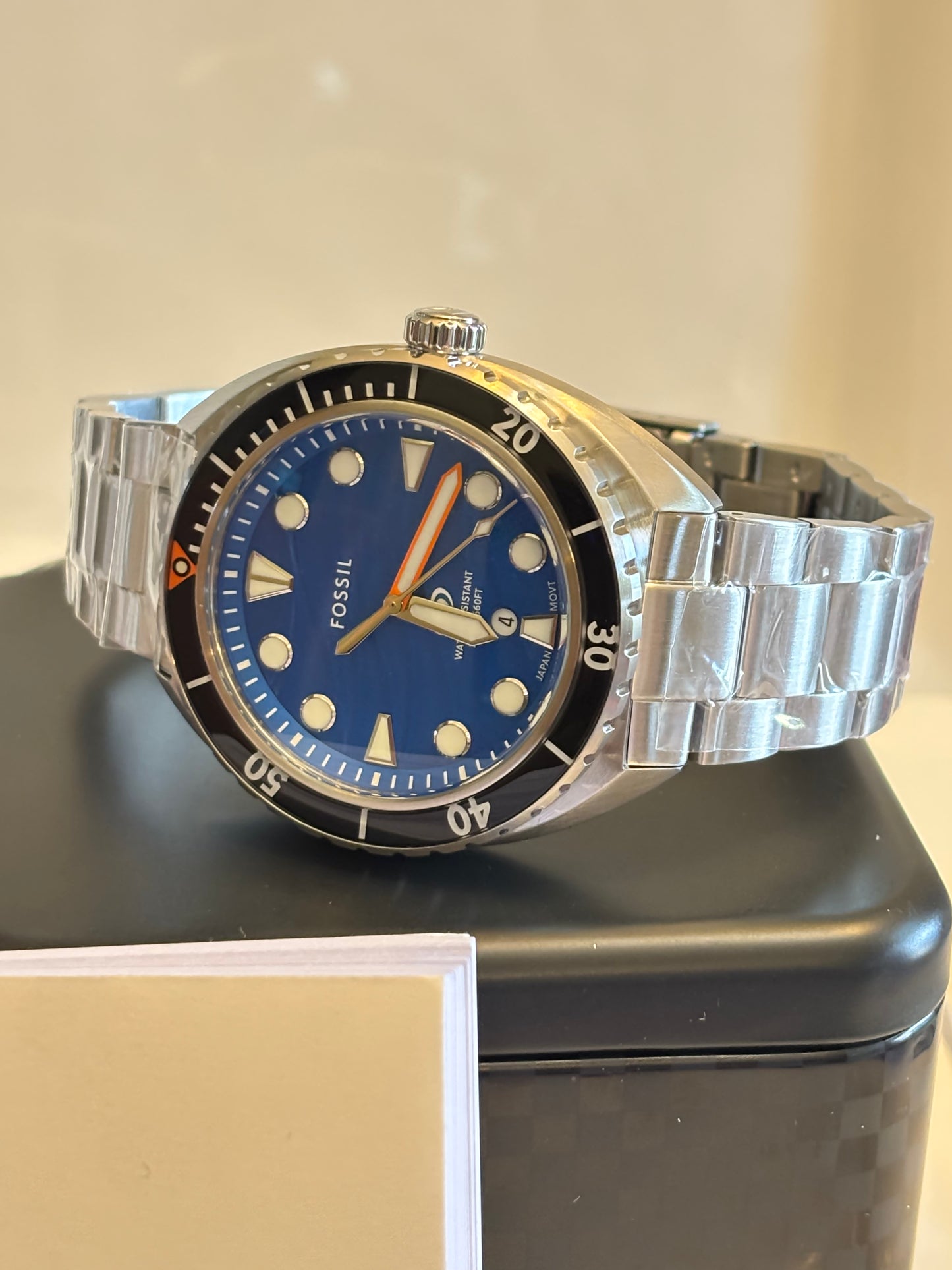 Fossil Breaker FS6064 – Blue Dial 42mm Dive-Style Watch • Free Shipping