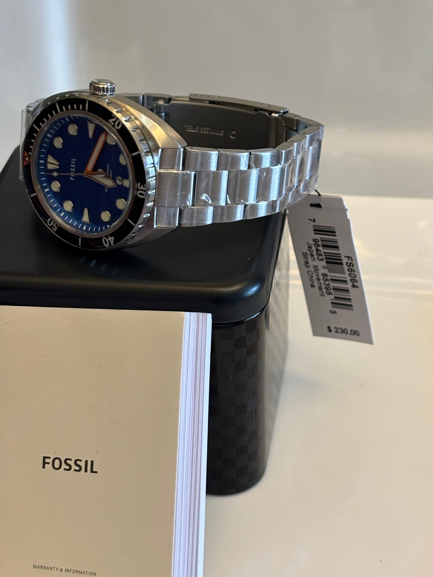 Fossil Breaker FS6064 – Blue Dial 42mm Dive-Style Watch • Free Shipping