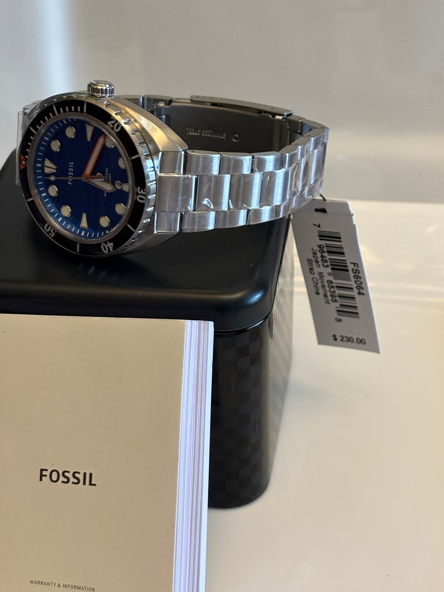 Fossil Breaker FS6064 – Blue Dial 42mm Dive-Style Watch • Free Shipping