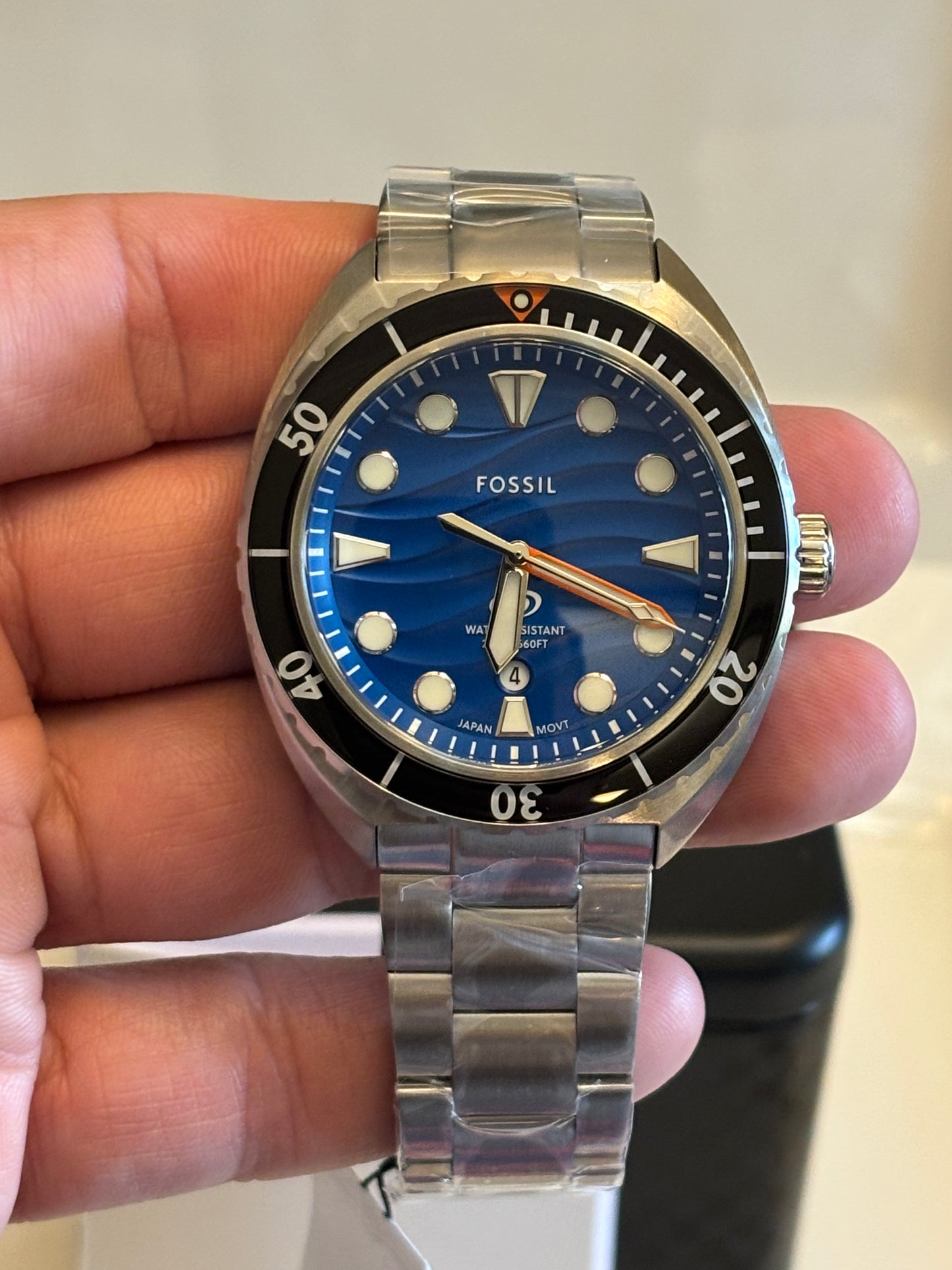 Fossil Breaker FS6064 – Blue Dial 42mm Dive-Style Watch • Free Shipping