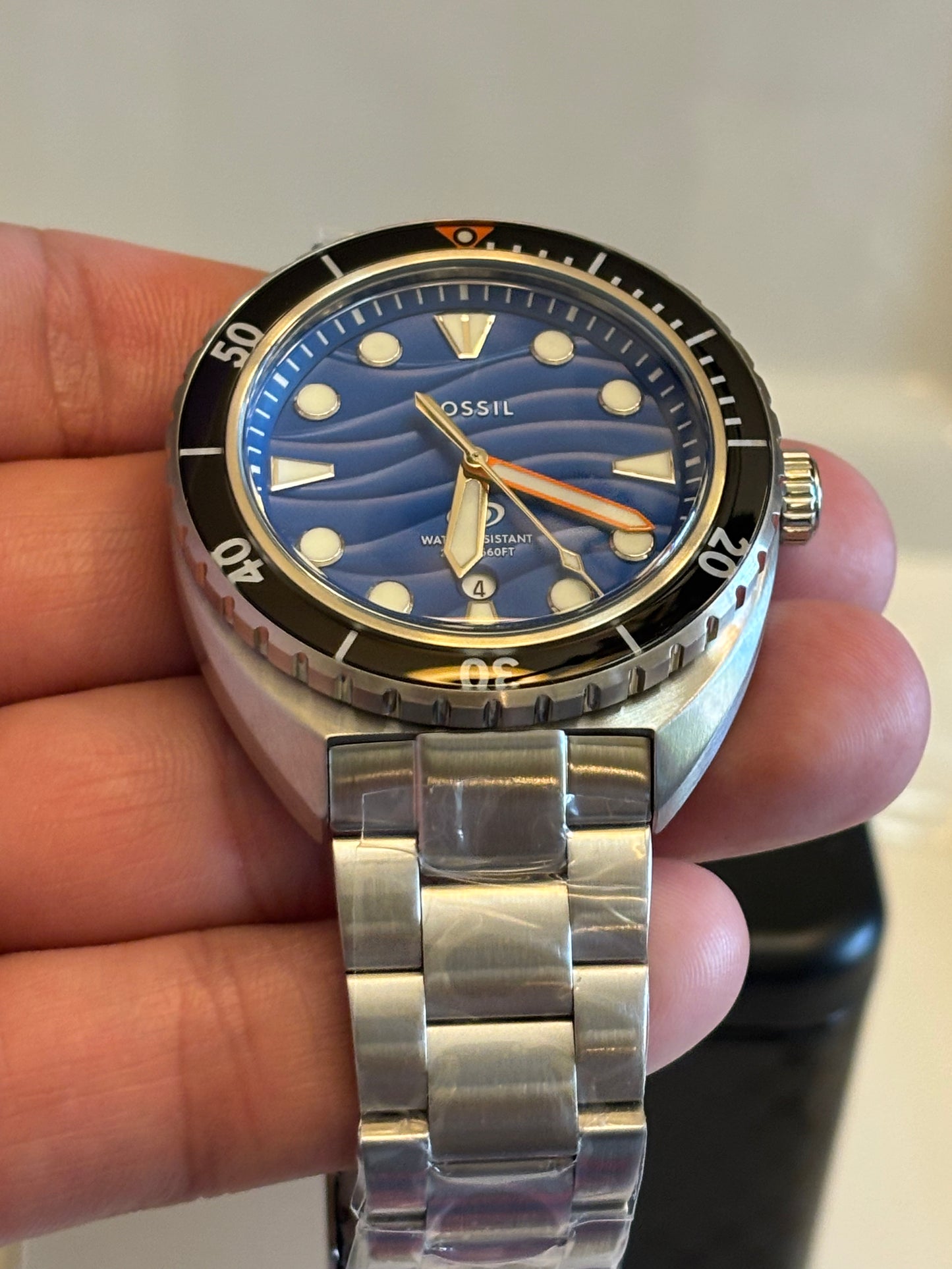 Fossil Breaker FS6064 – Blue Dial 42mm Dive-Style Watch • Free Shipping