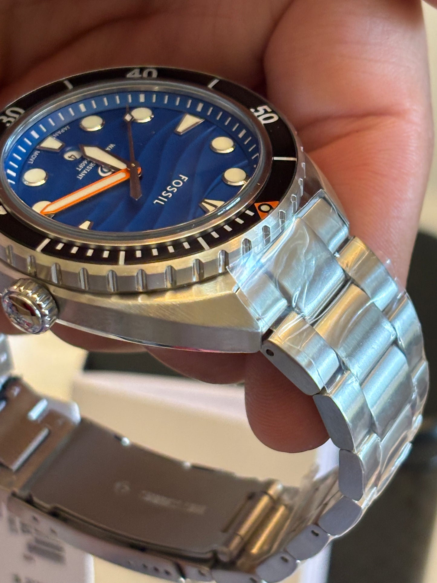 Fossil Breaker FS6064 – Blue Dial 42mm Dive-Style Watch • Free Shipping
