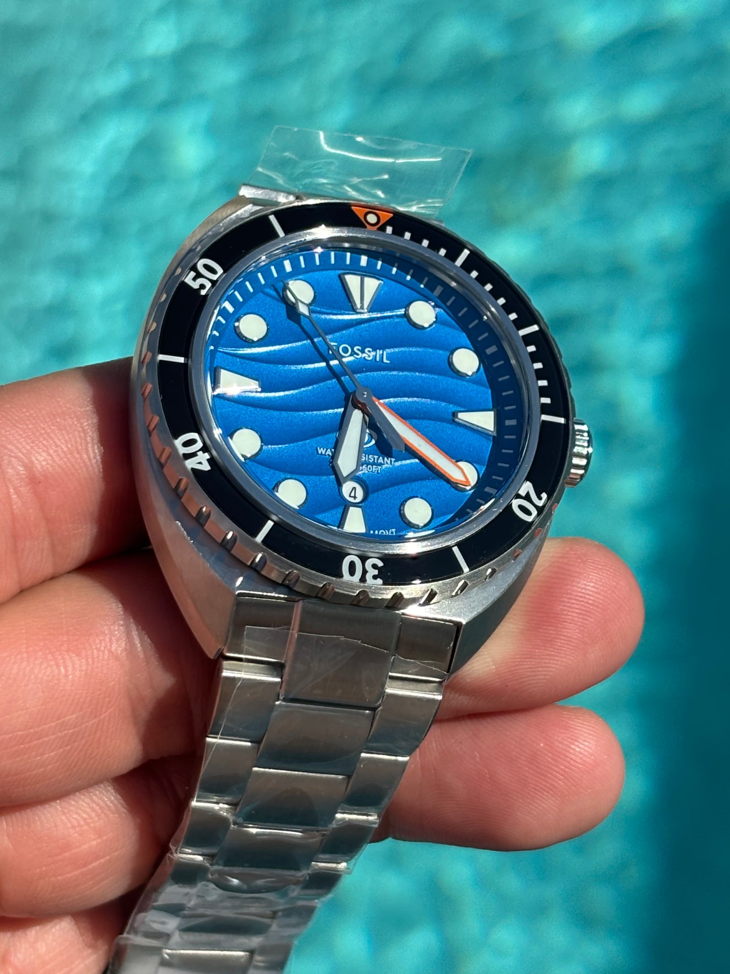 Fossil Breaker FS6064 – Blue Dial 42mm Dive-Style Watch • Free Shipping
