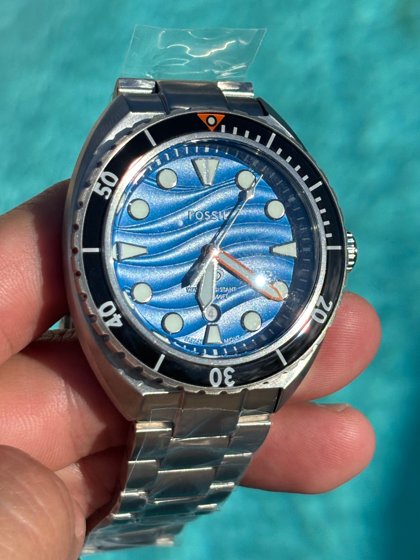 Fossil Breaker FS6064 – Blue Dial 42mm Dive-Style Watch • Free Shipping