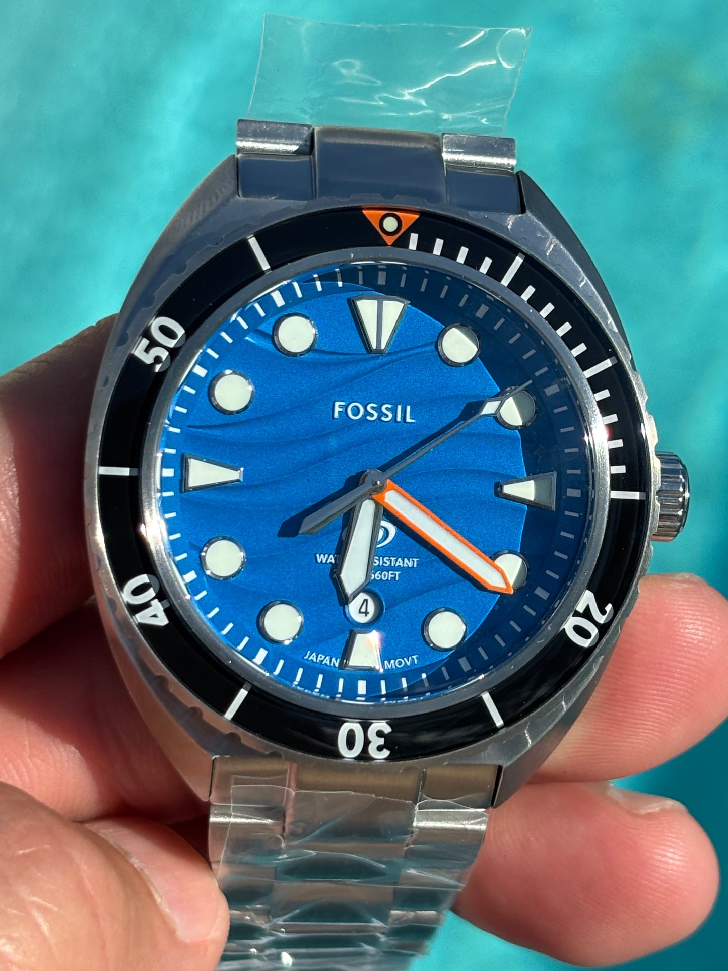 Fossil Breaker FS6064 – Blue Dial 42mm Dive-Style Watch • Free Shipping
