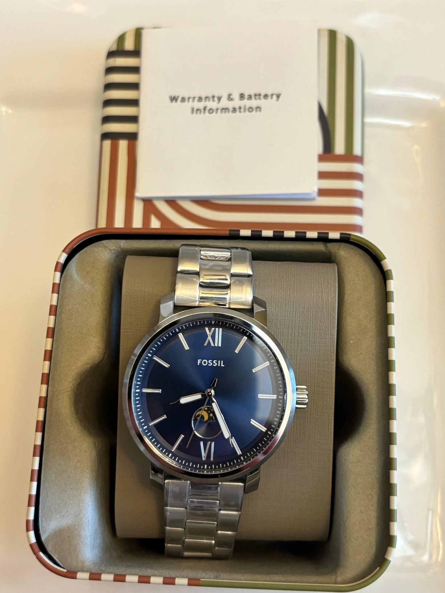 Fossil Rhett BQ2909 • 43mm Blue Dial Stainless Steel Multifunction • Free Shipping