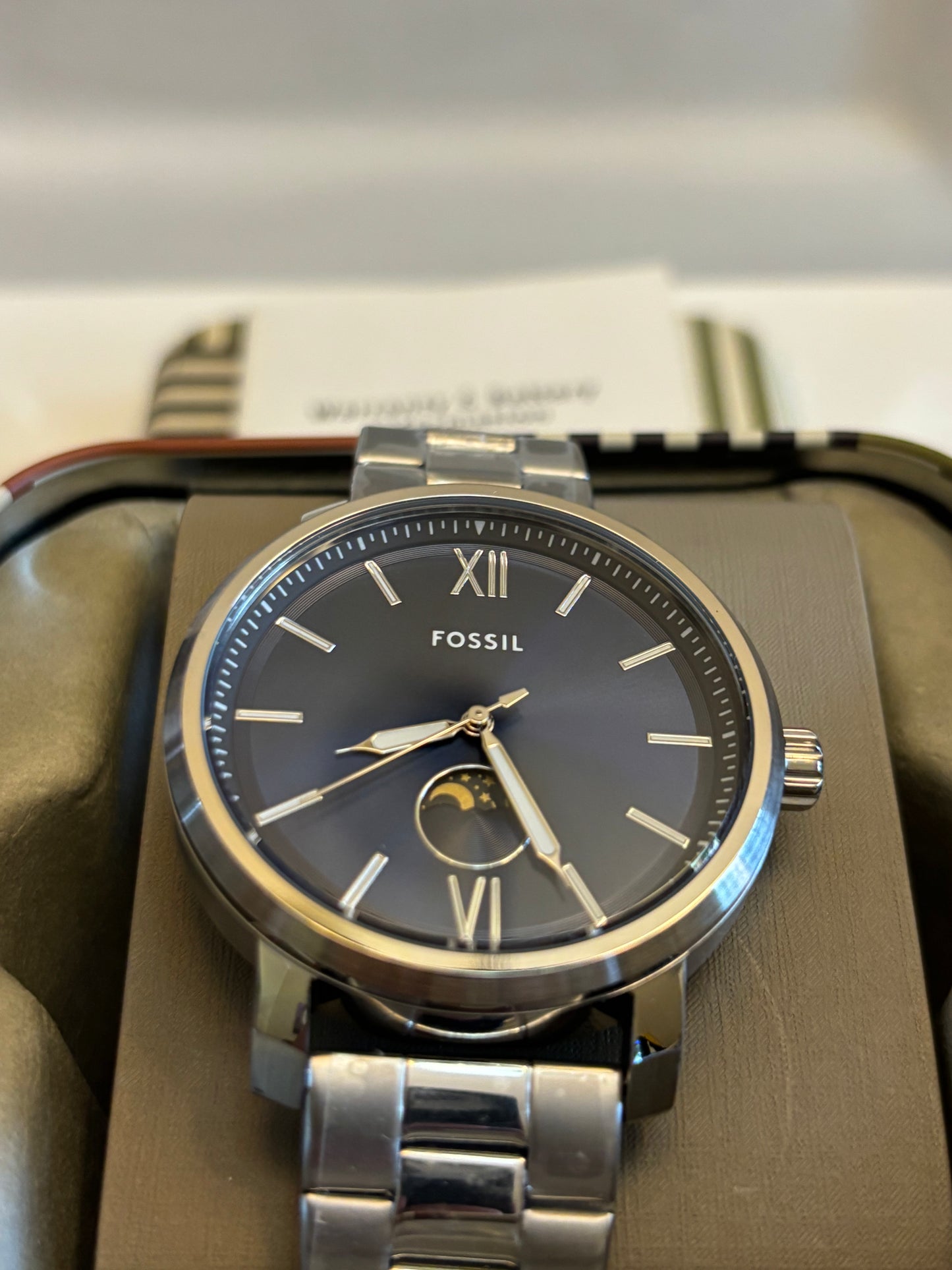 Fossil Rhett BQ2909 • 43mm Blue Dial Stainless Steel Multifunction • Free Shipping