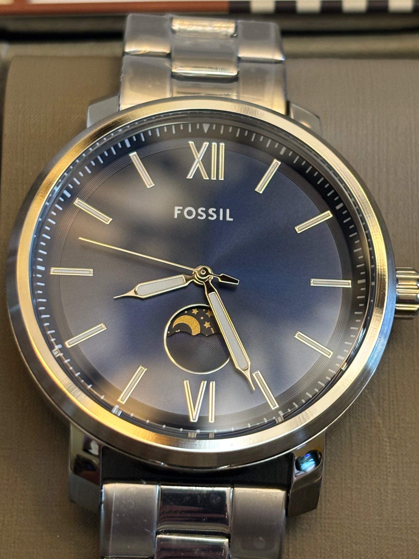 Fossil Rhett BQ2909 • 43mm Blue Dial Stainless Steel Multifunction • Free Shipping