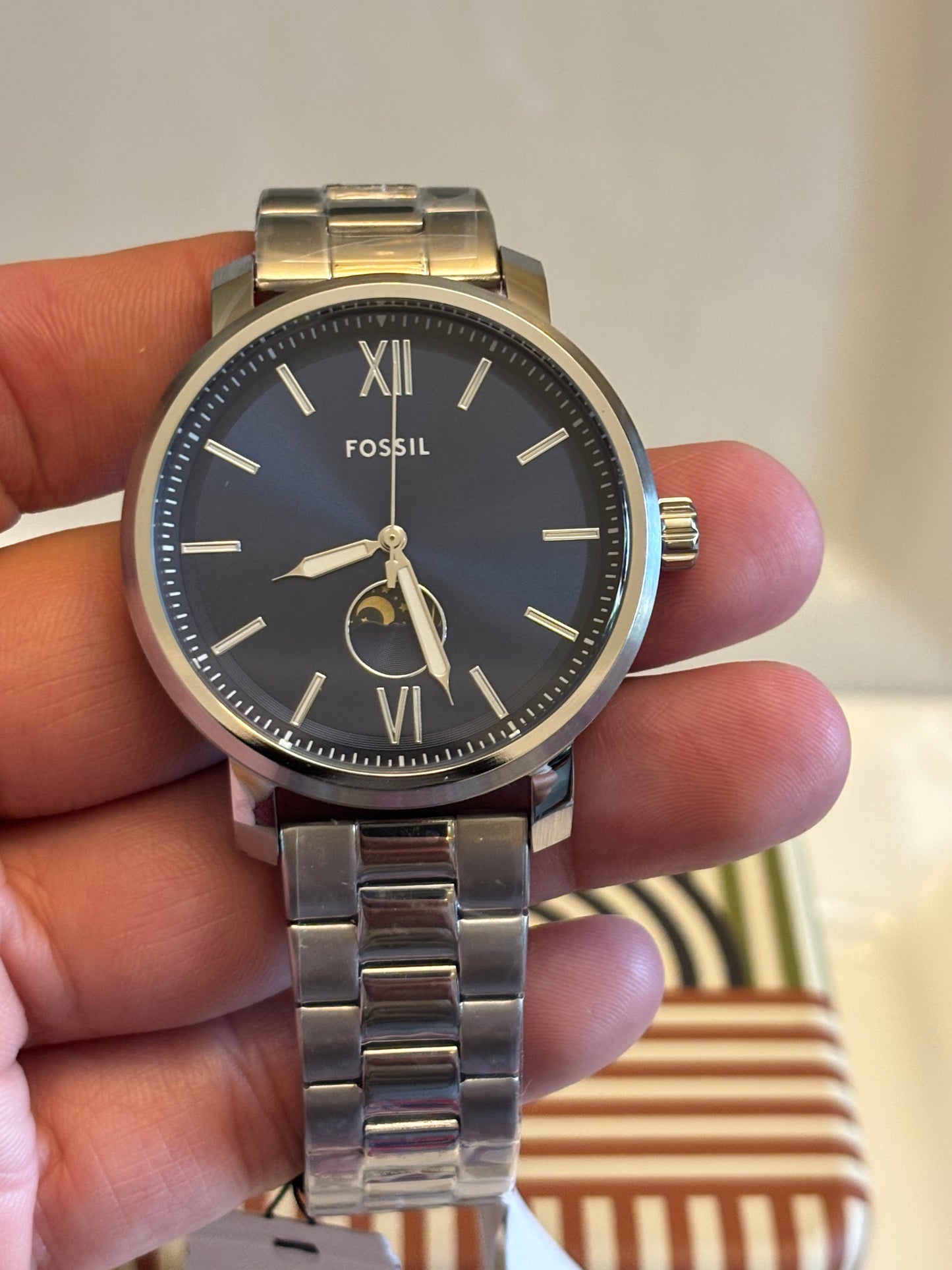Fossil Rhett BQ2909 • 43mm Blue Dial Stainless Steel Multifunction • Free Shipping