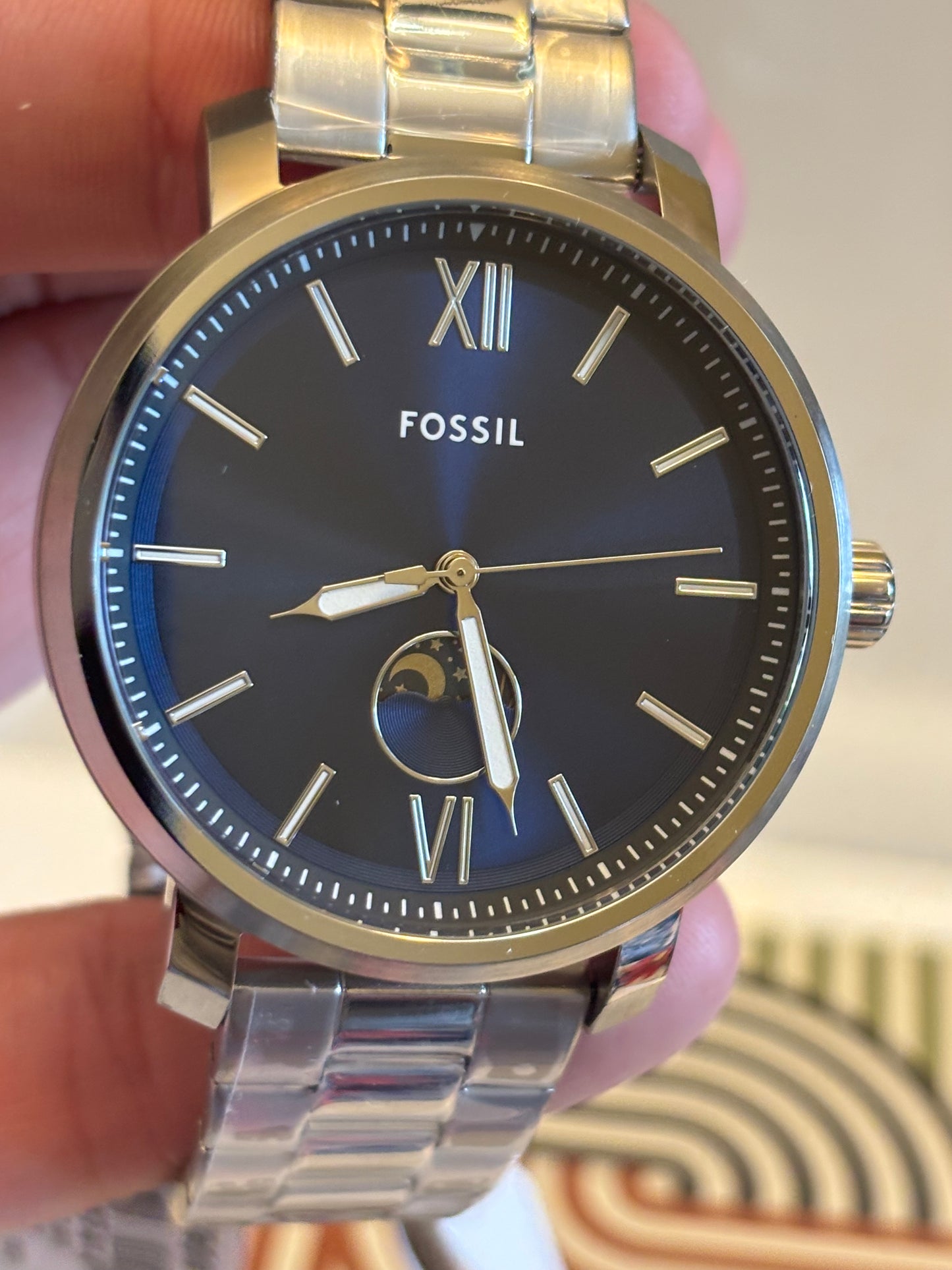 Fossil Rhett BQ2909 • 43mm Blue Dial Stainless Steel Multifunction • Free Shipping