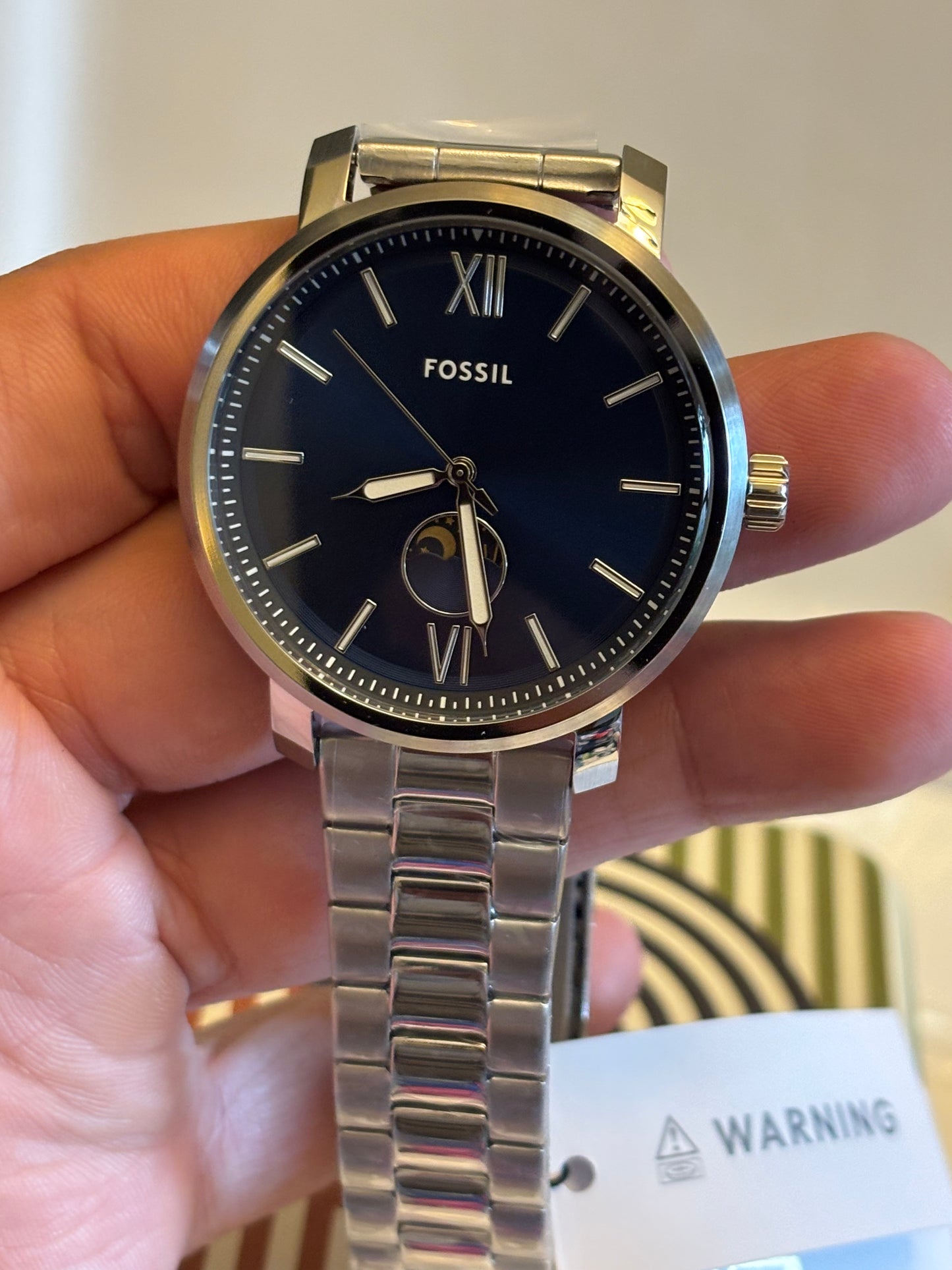 Fossil Rhett BQ2909 • 43mm Blue Dial Stainless Steel Multifunction • Free Shipping