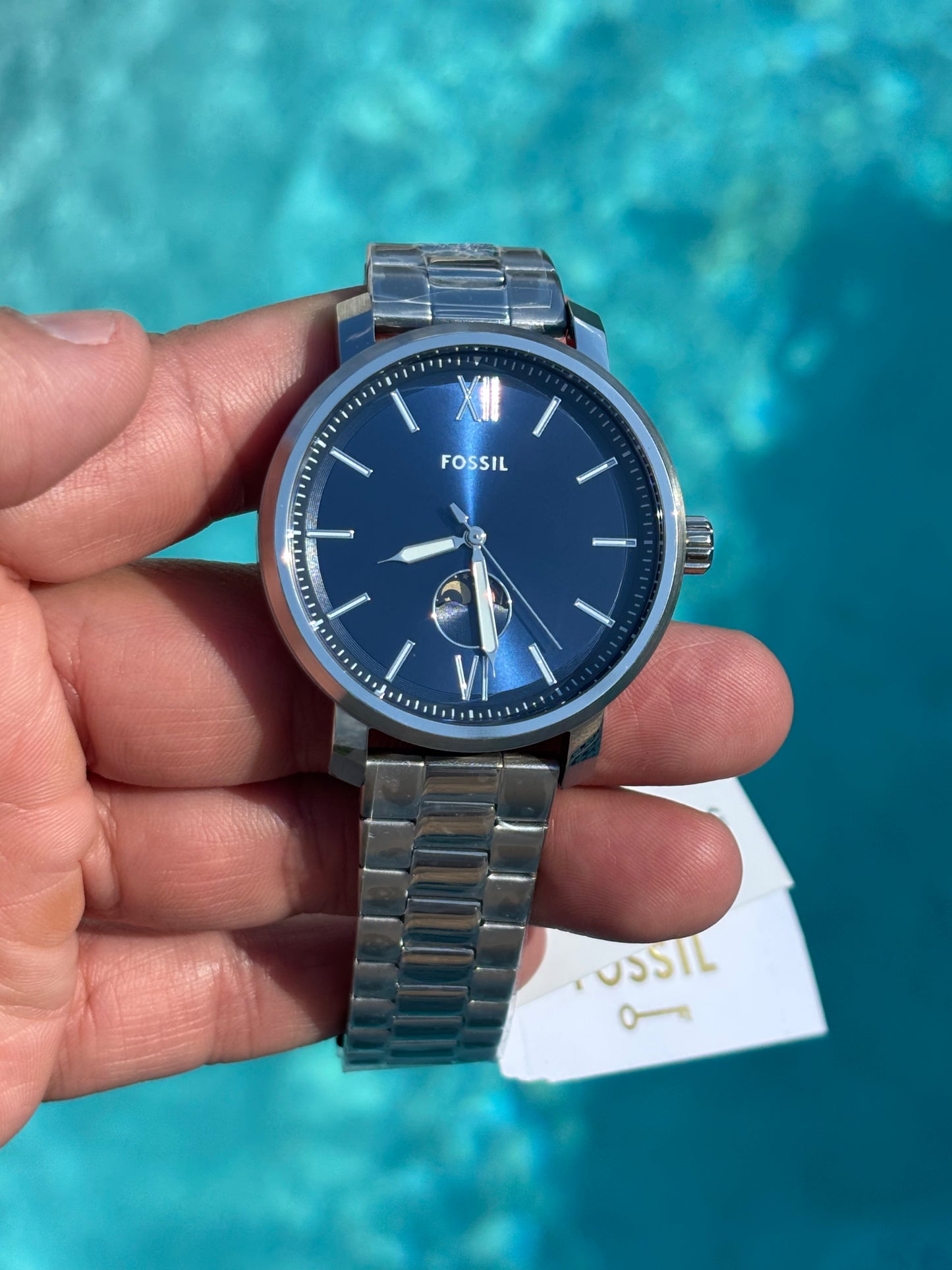Fossil Rhett BQ2909 • 43mm Blue Dial Stainless Steel Multifunction • Free Shipping