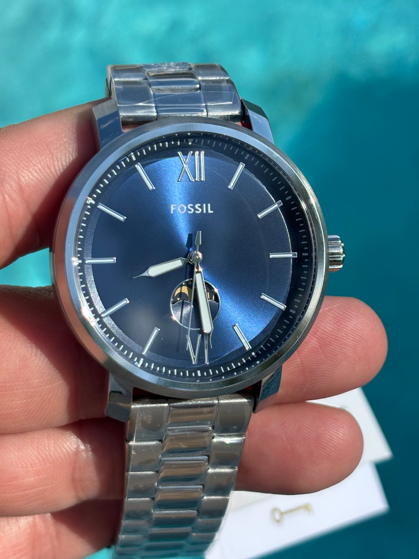 Fossil Rhett BQ2909 • 43mm Blue Dial Stainless Steel Multifunction • Free Shipping