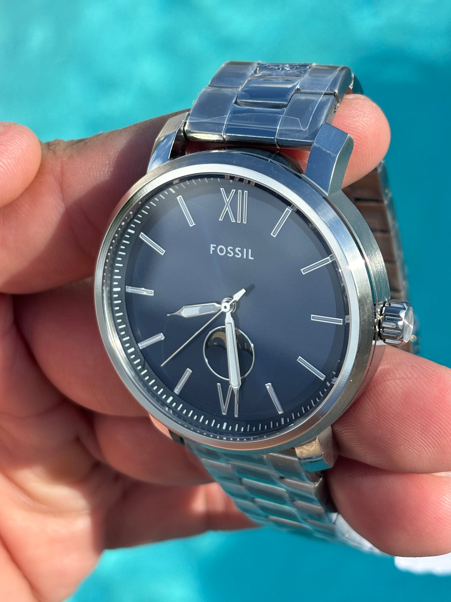Fossil Rhett BQ2909 • 43mm Blue Dial Stainless Steel Multifunction • Free Shipping