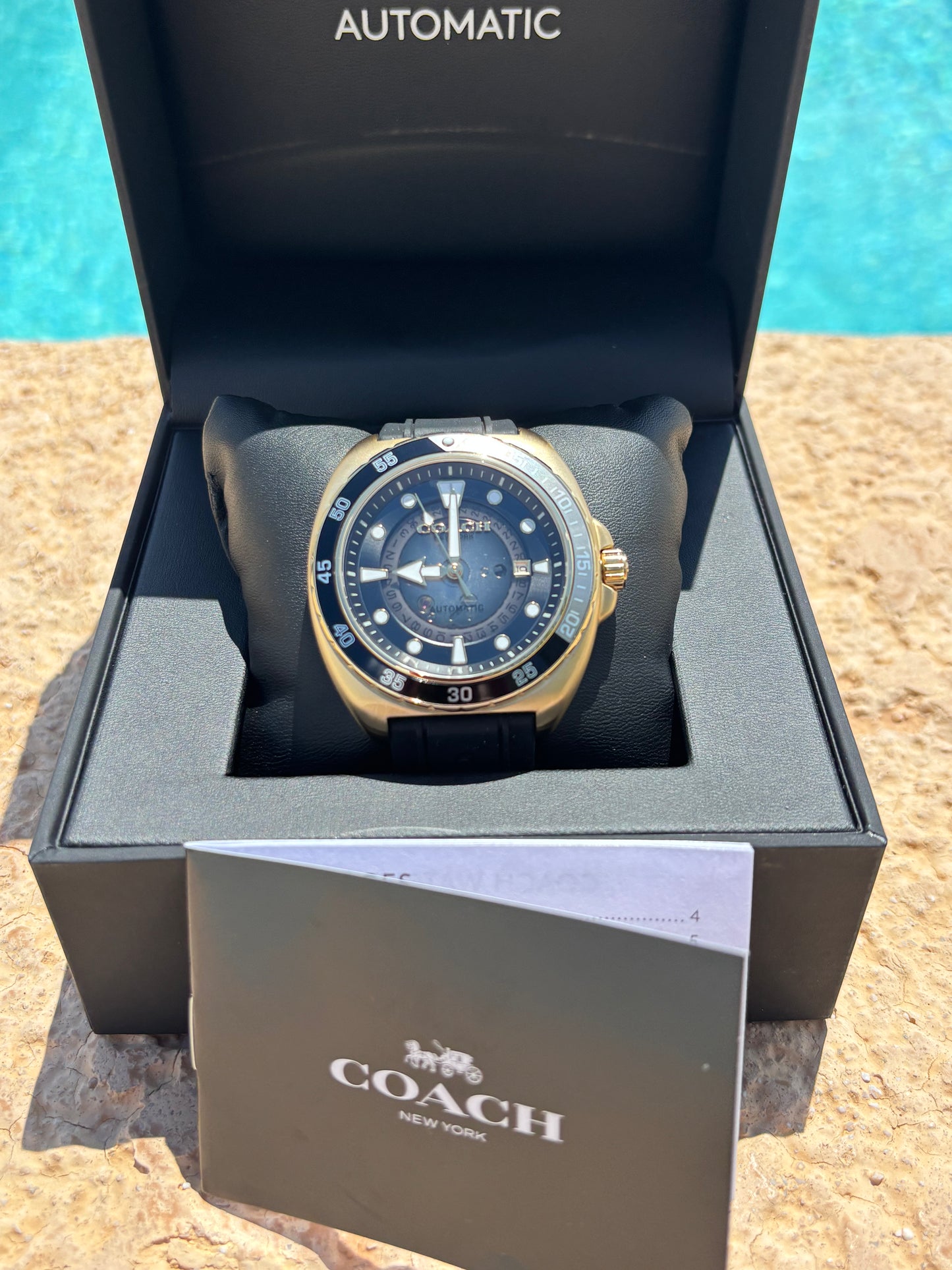 Coach Men’s Charter Automatic Black Silicone Strap Watch – 44 mm (14602718)