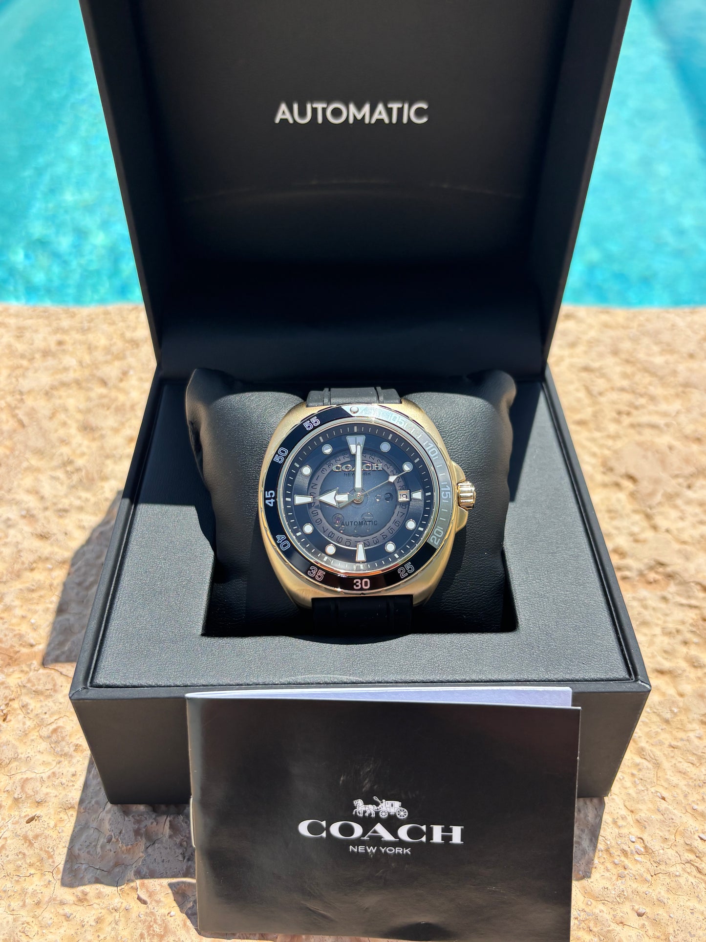 Coach Men’s Charter Automatic Black Silicone Strap Watch – 44 mm (14602718)