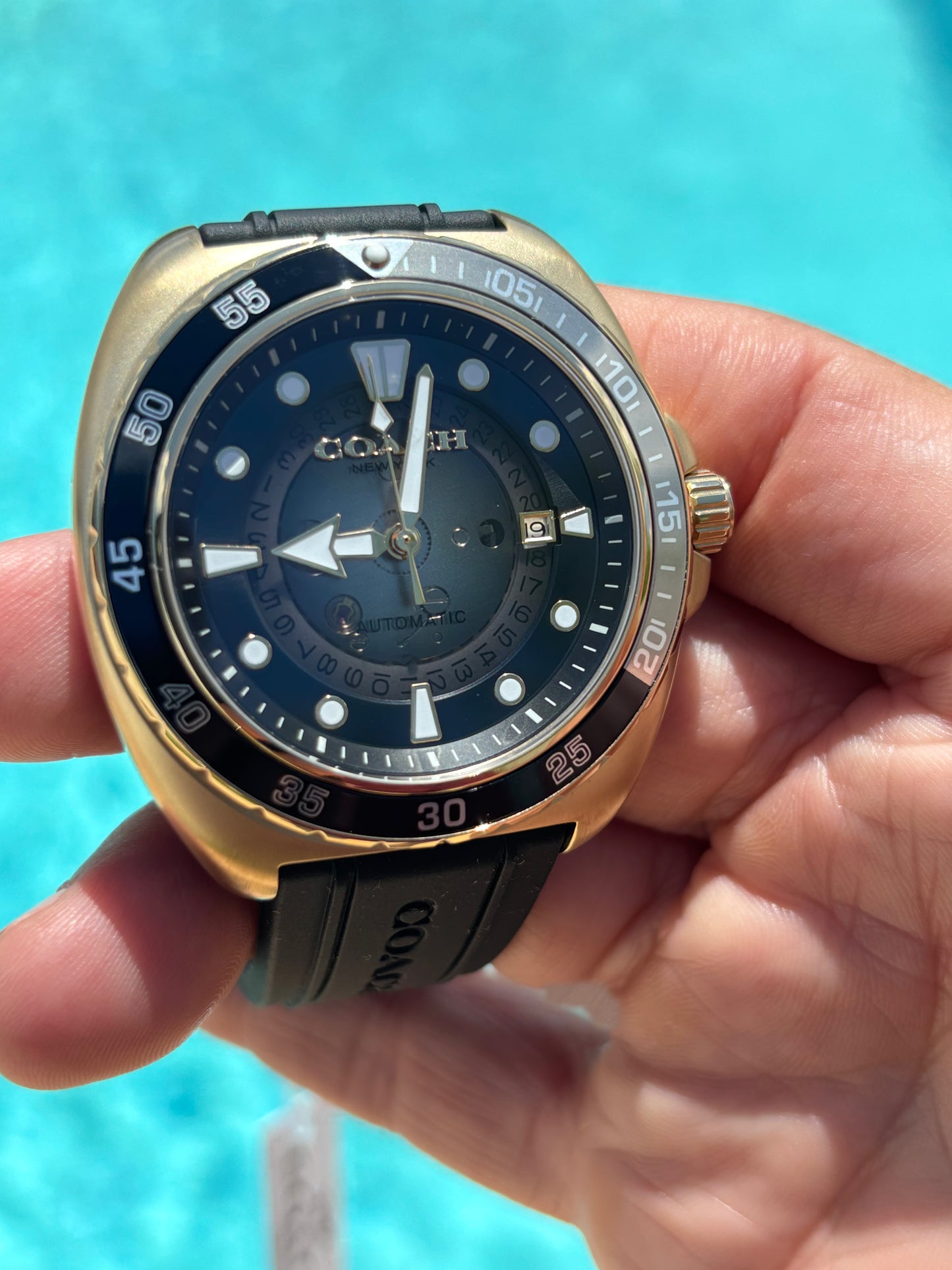 Coach Men’s Charter Automatic Black Silicone Strap Watch – 44 mm (14602718)