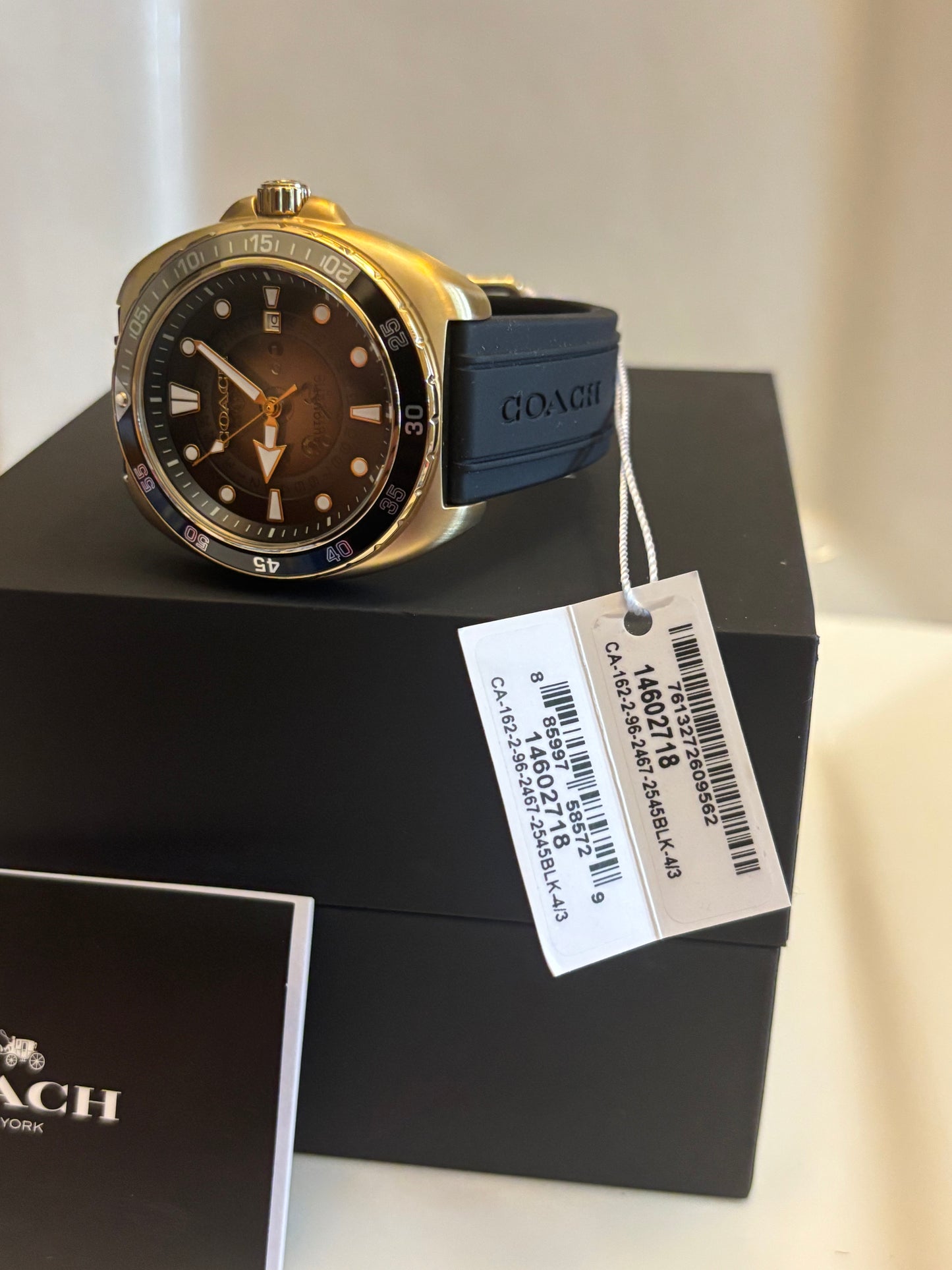 Coach Men’s Charter Automatic Black Silicone Strap Watch – 44 mm (14602718)