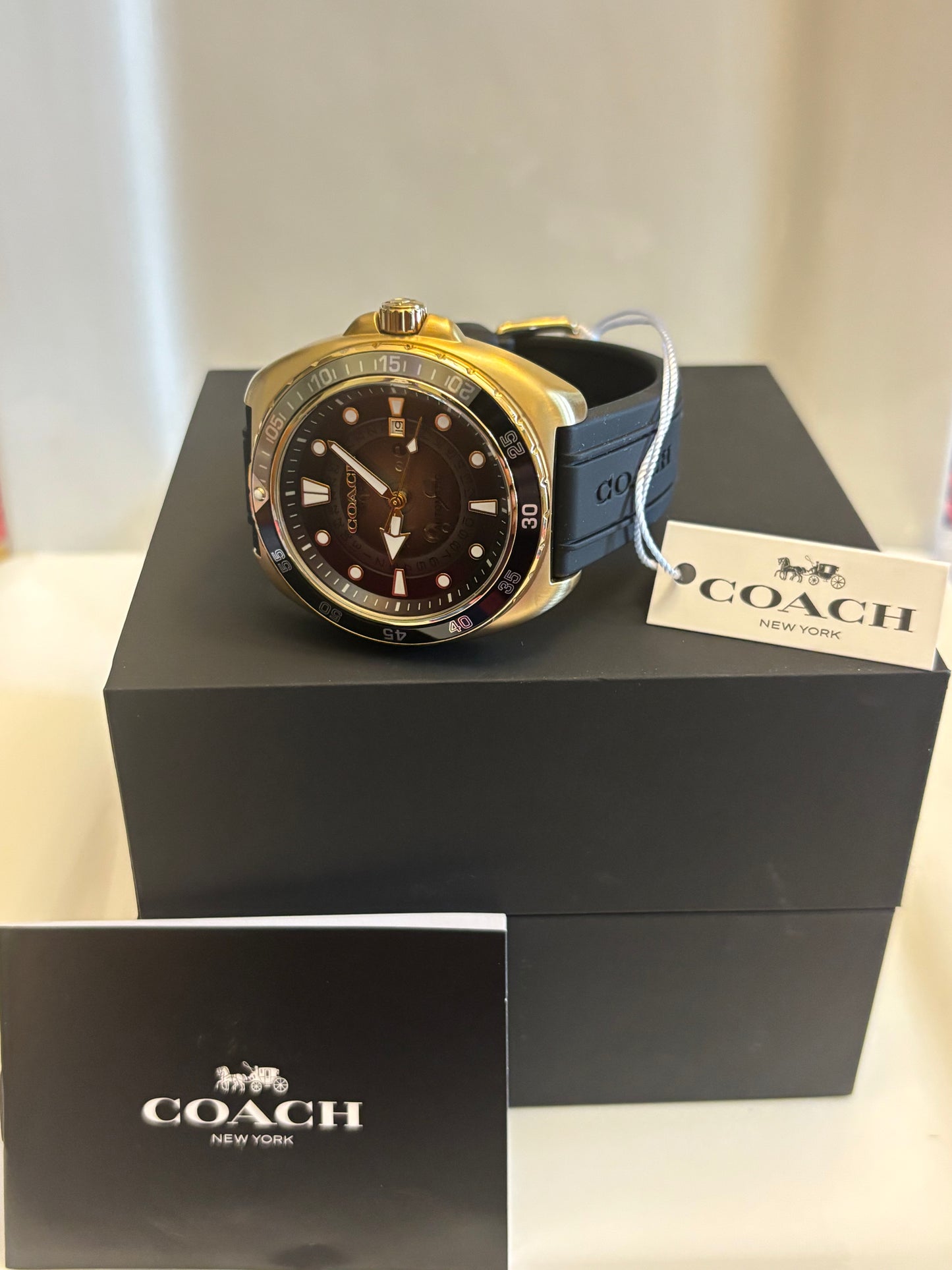 Coach Men’s Charter Automatic Black Silicone Strap Watch – 44 mm (14602718)