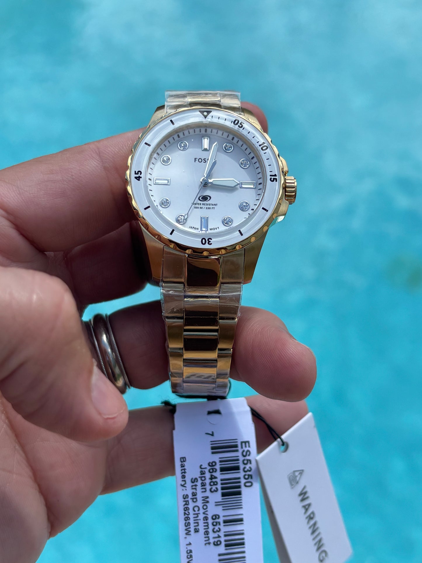Fossil Blue Dive Women’s Gold Stainless Steel 36mm White Dial Watch ES5350