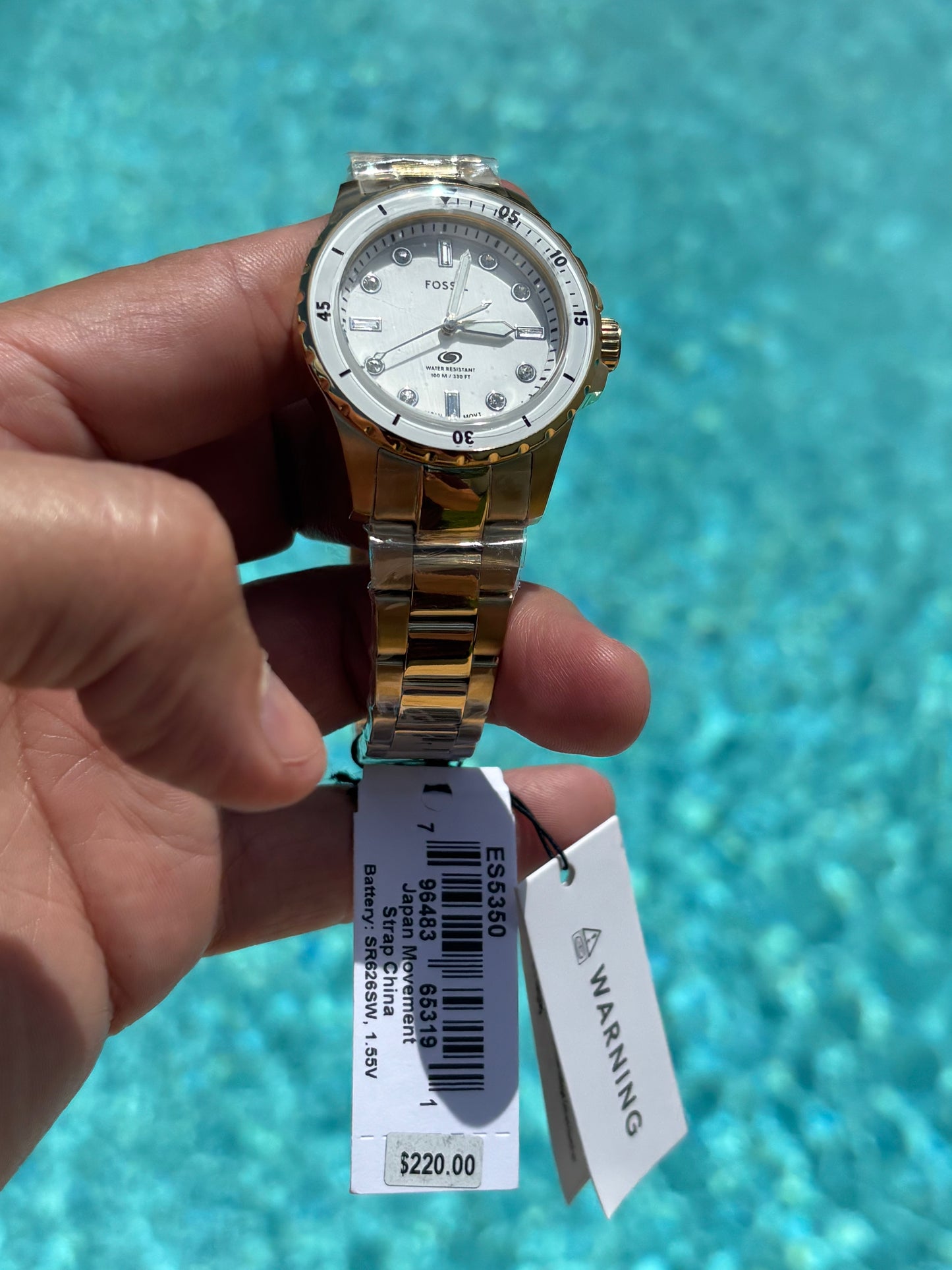 Fossil Blue Dive Women’s Gold Stainless Steel 36mm White Dial Watch ES5350