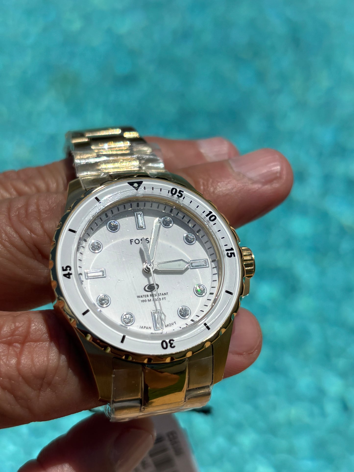 Fossil Blue Dive Women’s Gold Stainless Steel 36mm White Dial Watch ES5350