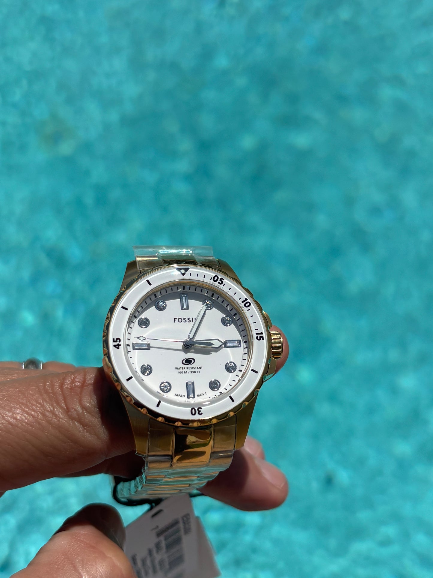 Fossil Blue Dive Women’s Gold Stainless Steel 36mm White Dial Watch ES5350