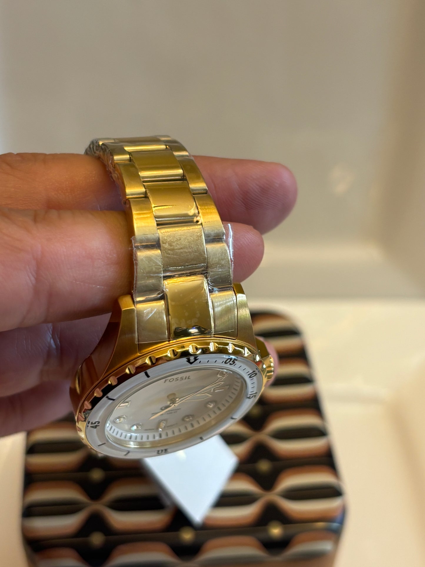 Fossil Blue Dive Women’s Gold Stainless Steel 36mm White Dial Watch ES5350