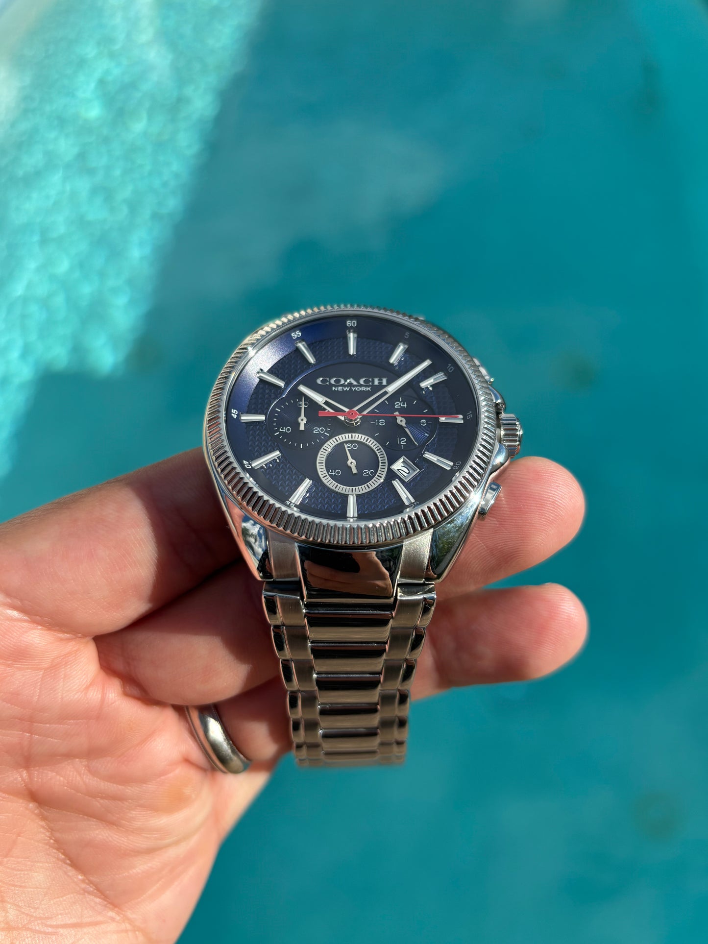 Coach Chronograph 14602679 Men’s Stainless Steel Blue Dial Watch