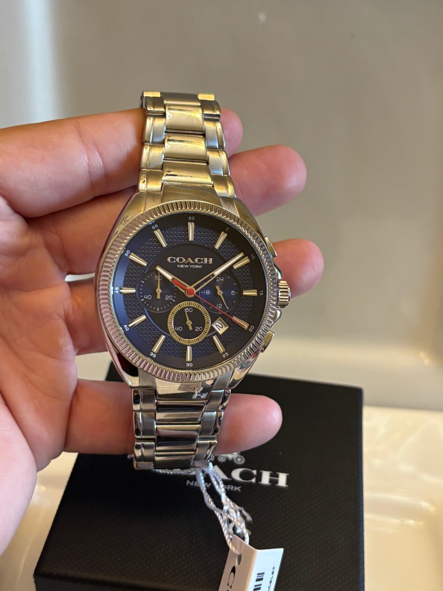 Coach Chronograph 14602679 Men’s Stainless Steel Blue Dial Watch