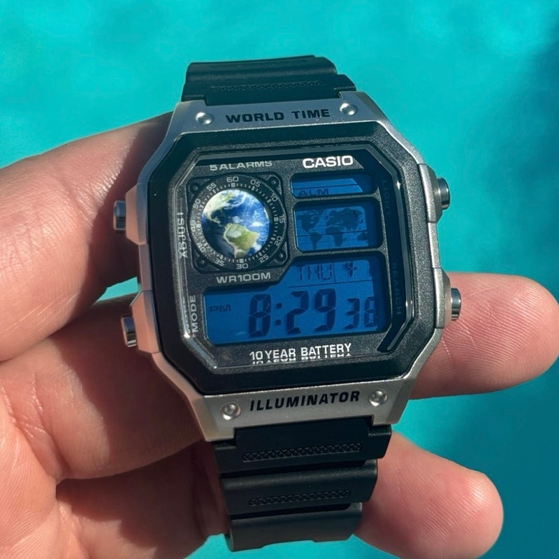 Costumed Casio AE1200WH-1CV Watch Blue Planet Edition