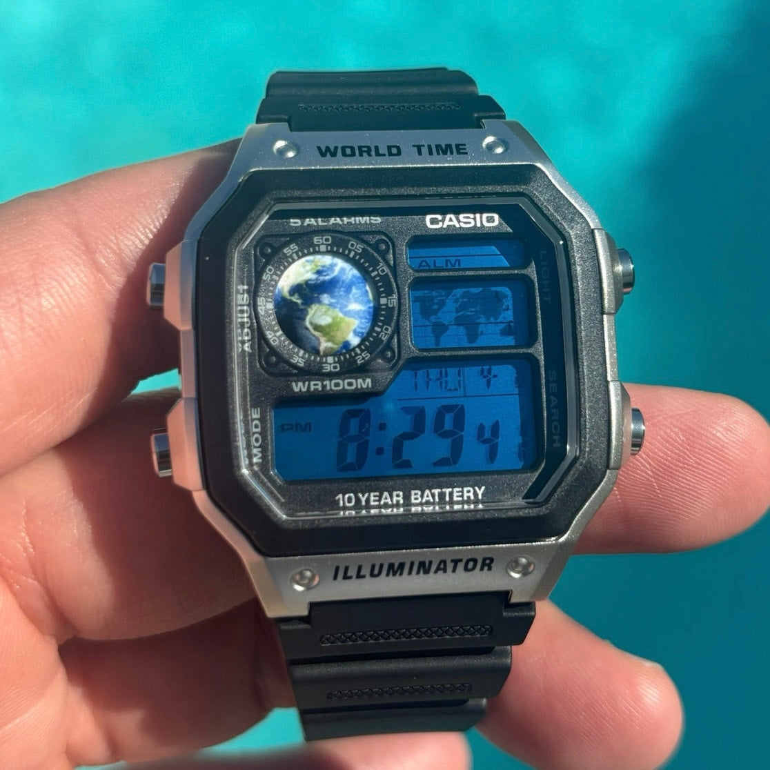 Costumed Casio AE1200WH-1CV Watch Blue Planet Edition