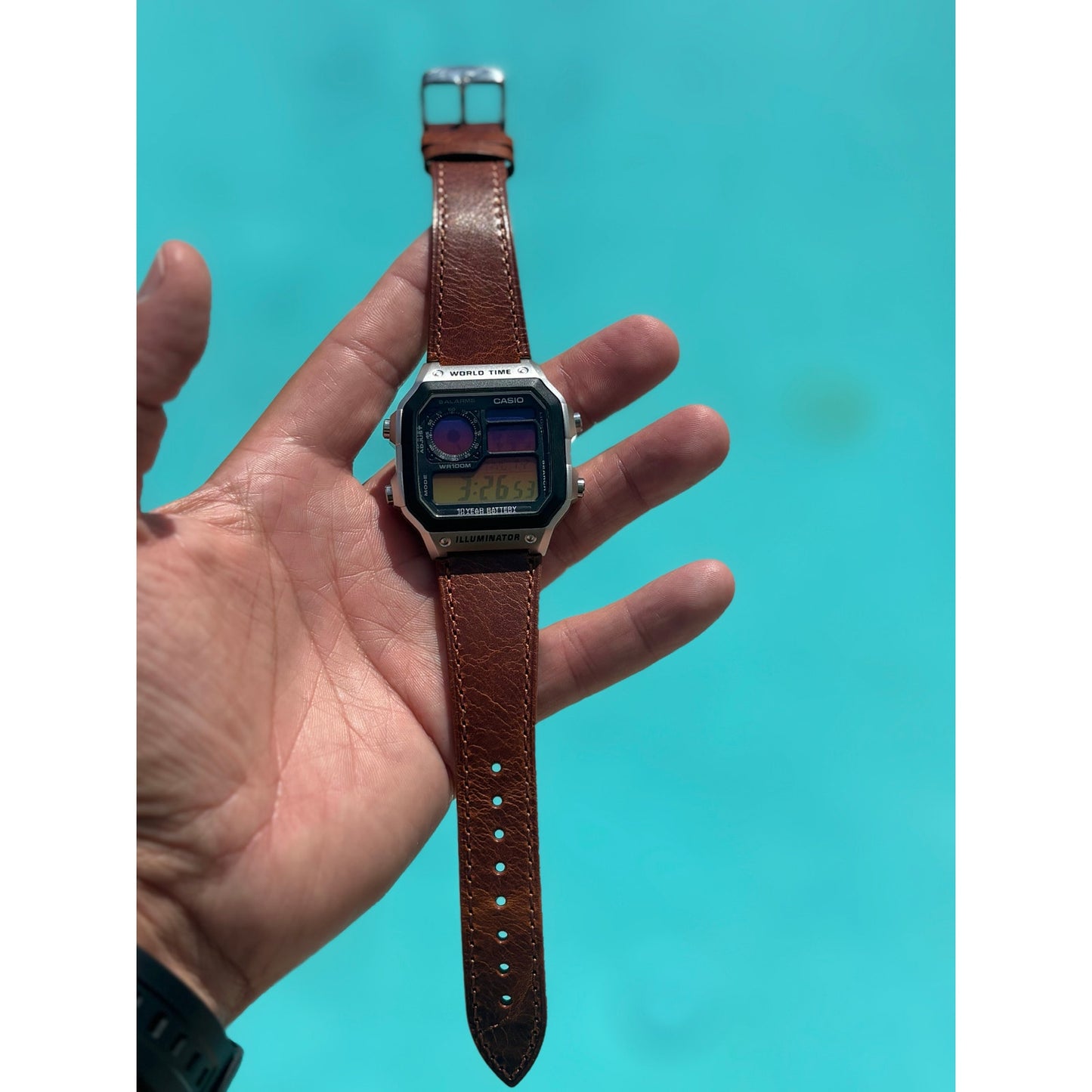Customed Casio AE1200WH-1CV Leather
Straps Watch Into the Sunset Gel Filter