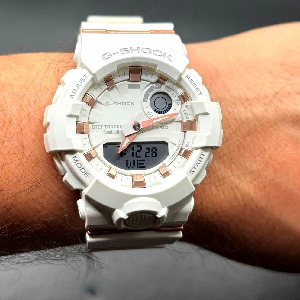 Casio G-Shock GMA-B800-7A Step Tracker Bluetooth White Rose Gold Women's Watch