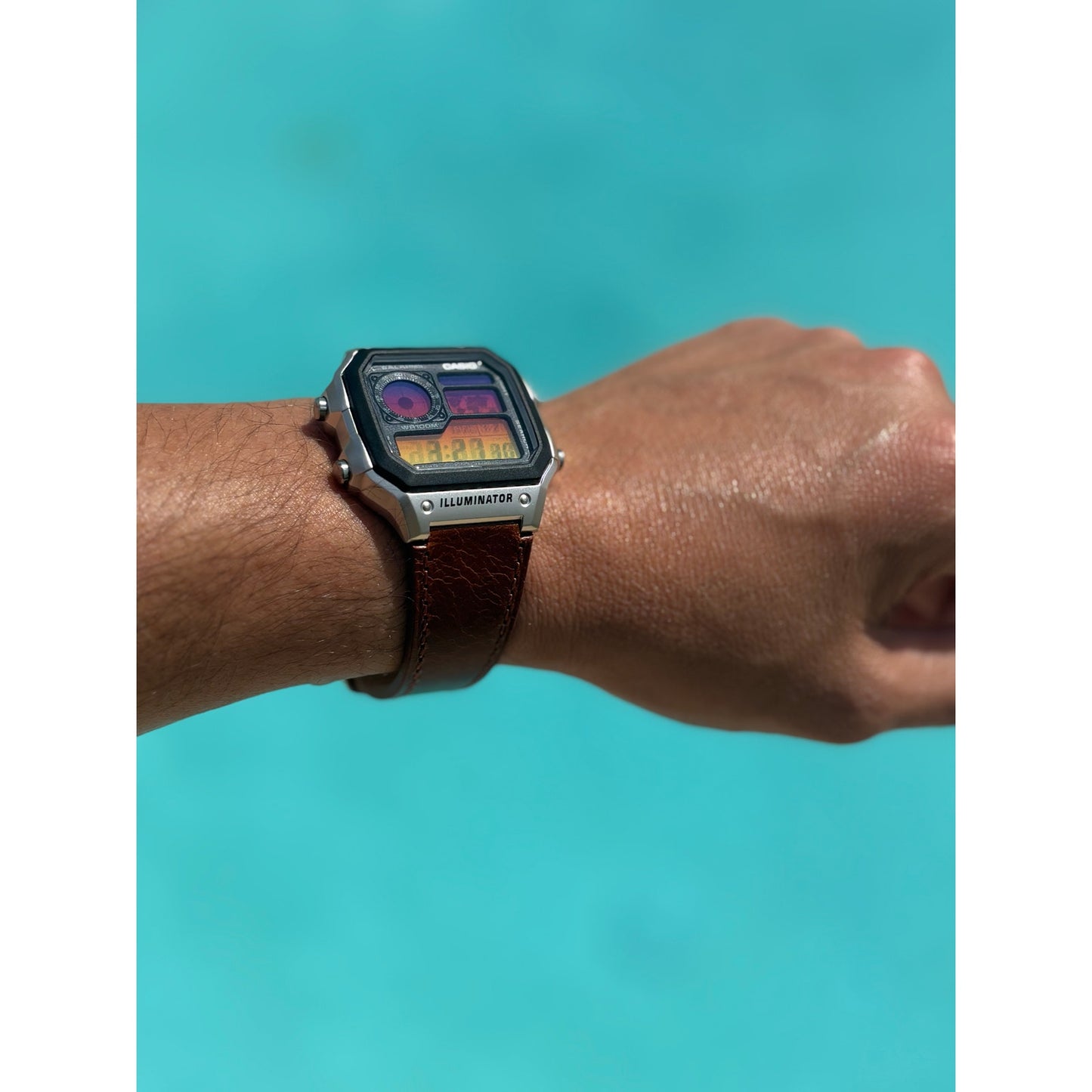 Customed Casio AE1200WH-1CV Leather
Straps Watch Into the Sunset Gel Filter