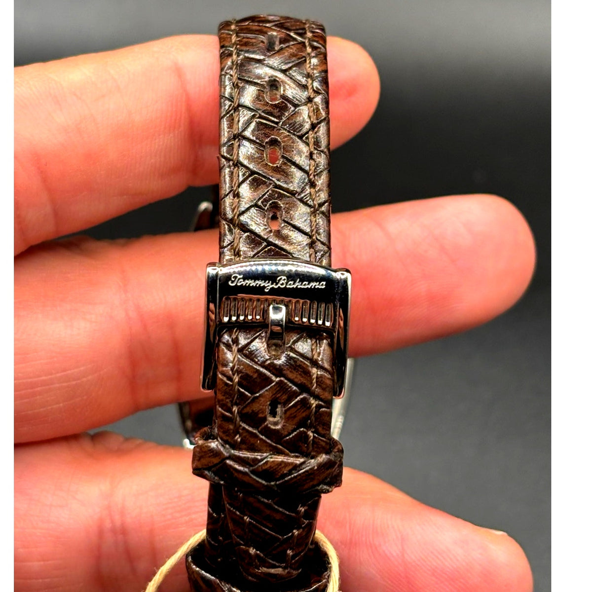 Tommy Bahama TB2126 Swiss Quartz Brown Leather Tonneau Women's Watch NIBWT