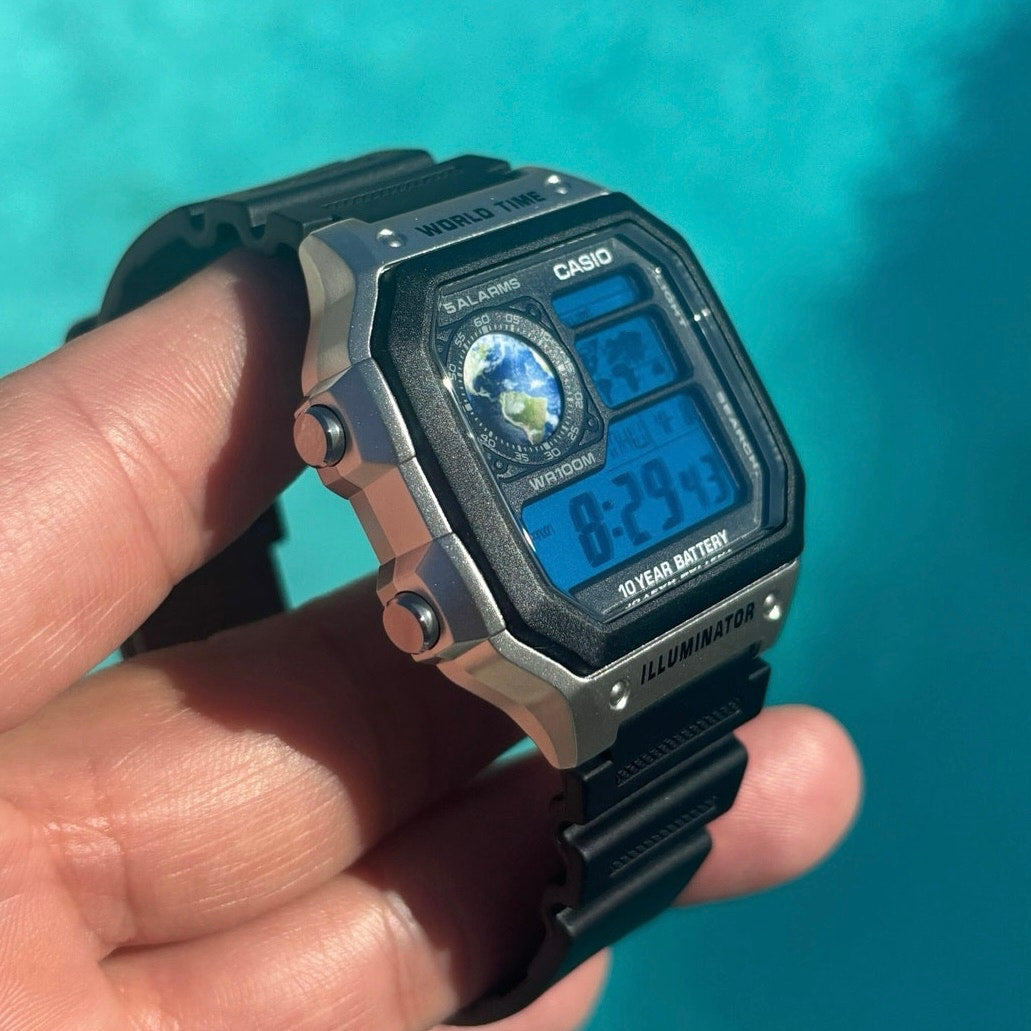 Costumed Casio AE1200WH-1CV Watch Blue Planet Edition