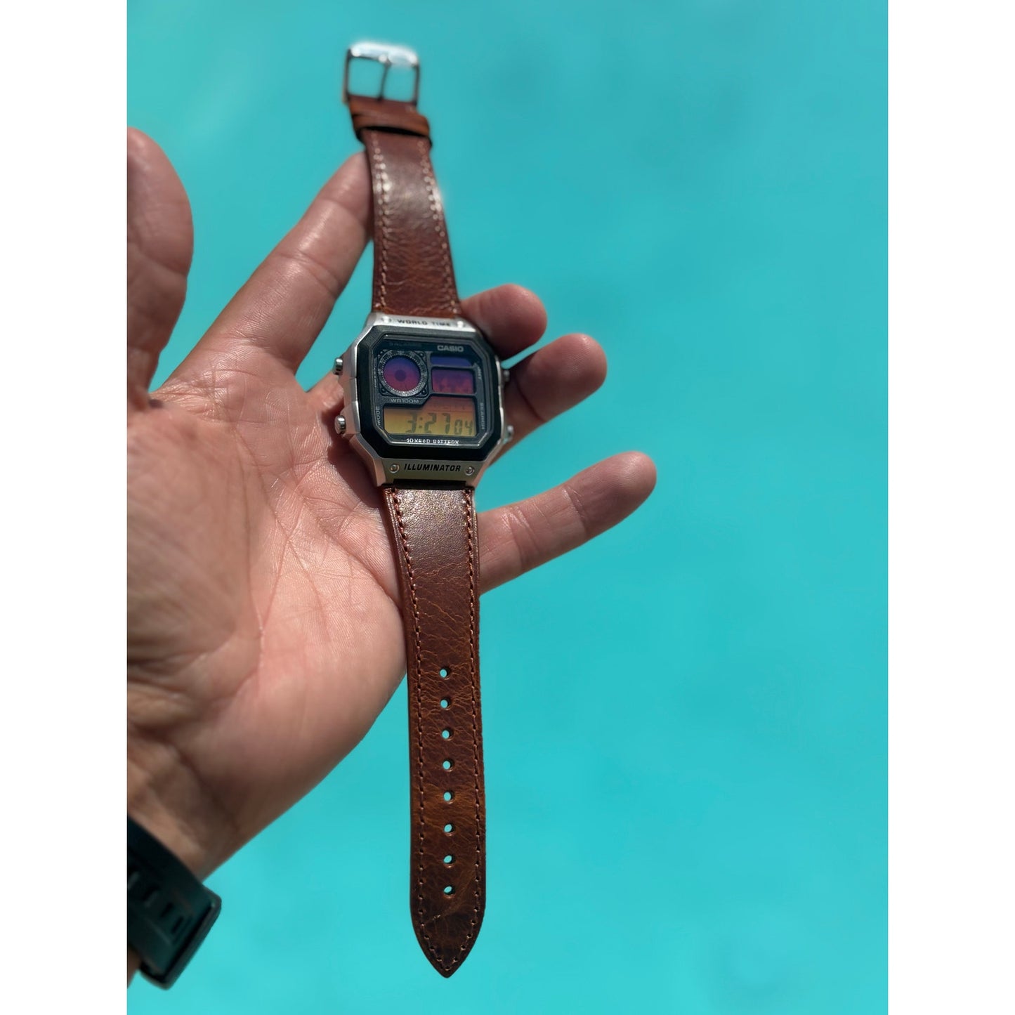 Customed Casio AE1200WH-1CV Leather
Straps Watch Into the Sunset Gel Filter