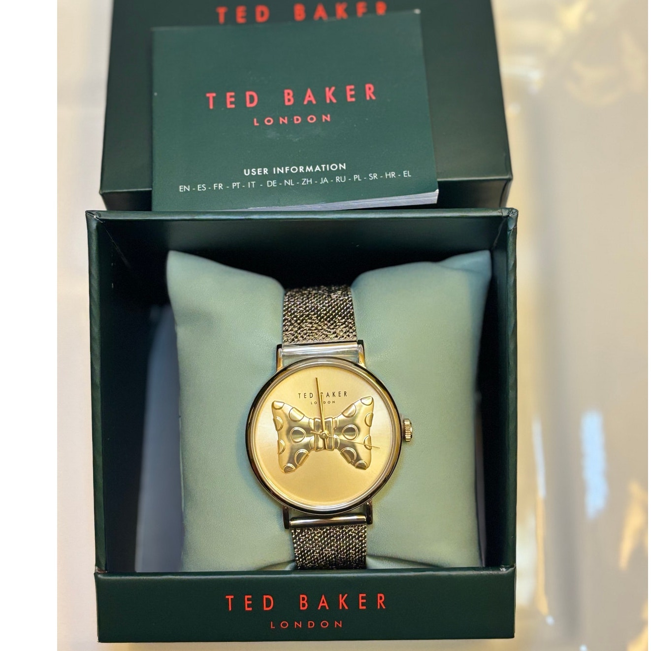 Ted Baker Phylipa BKPPHS303G – Gold-Tone Bow-Tie Dial, Stainless Steel