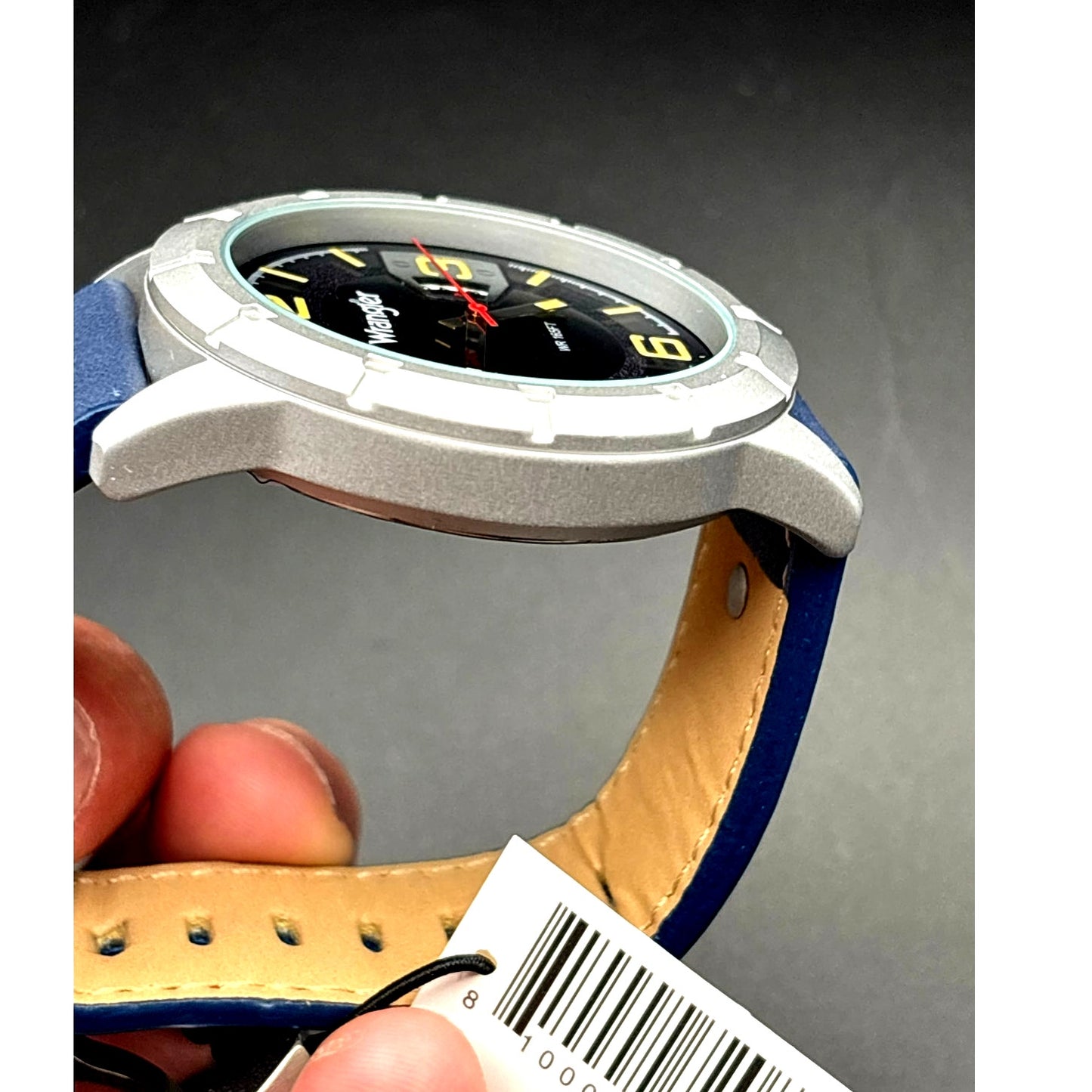 Wrangler WRW5002-2B Men’s Stainless Steel Blue Leather Date Watch NIBWT