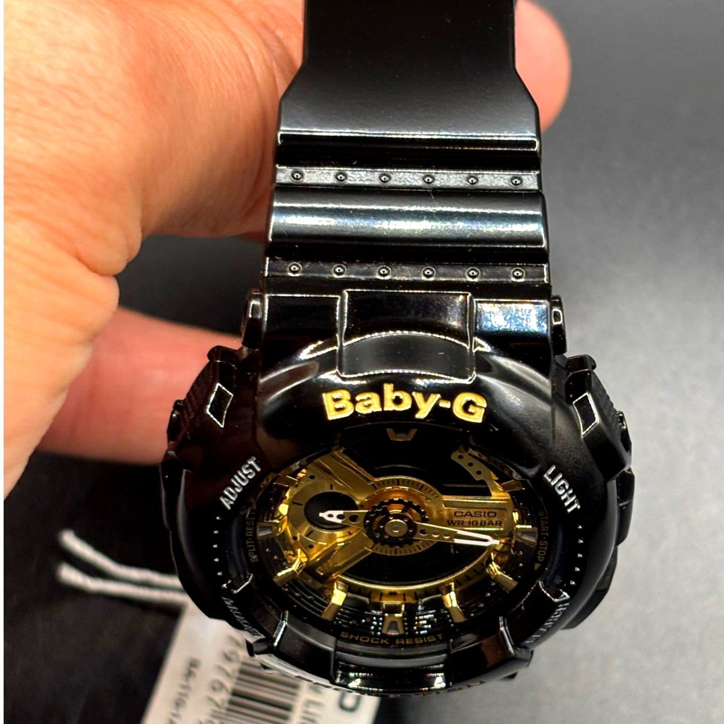 Casio Baby-G BA110-1A Black Metallic Gold Analog Digital Women's Watch NIB